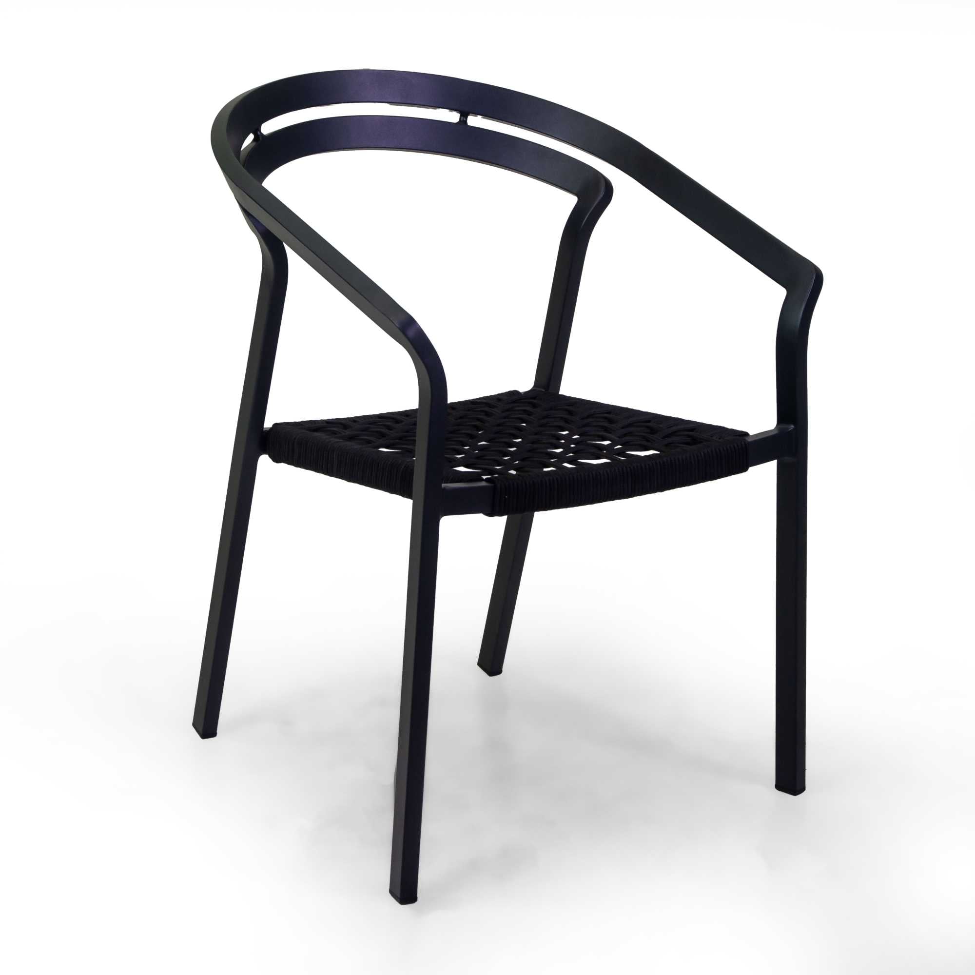 Poltrona alluminio Aledo antracite c/corda nero cm57x58,5h85