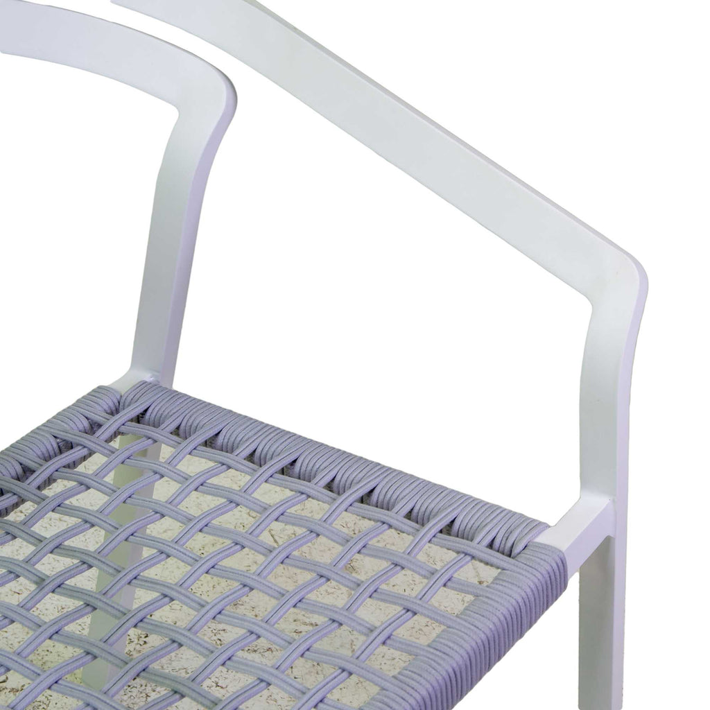 Poltrona alluminio Aledo bianco c/cordagrigio chiaro cm57x58,5h85