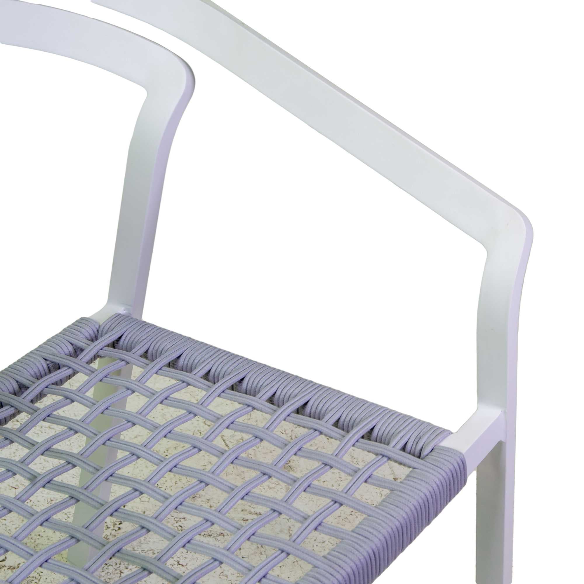 Poltrona alluminio Aledo bianco c/cordagrigio chiaro cm57x58,5h85