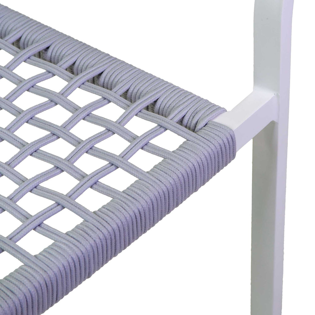 Poltrona alluminio Aledo bianco c/cordagrigio chiaro cm57x58,5h85