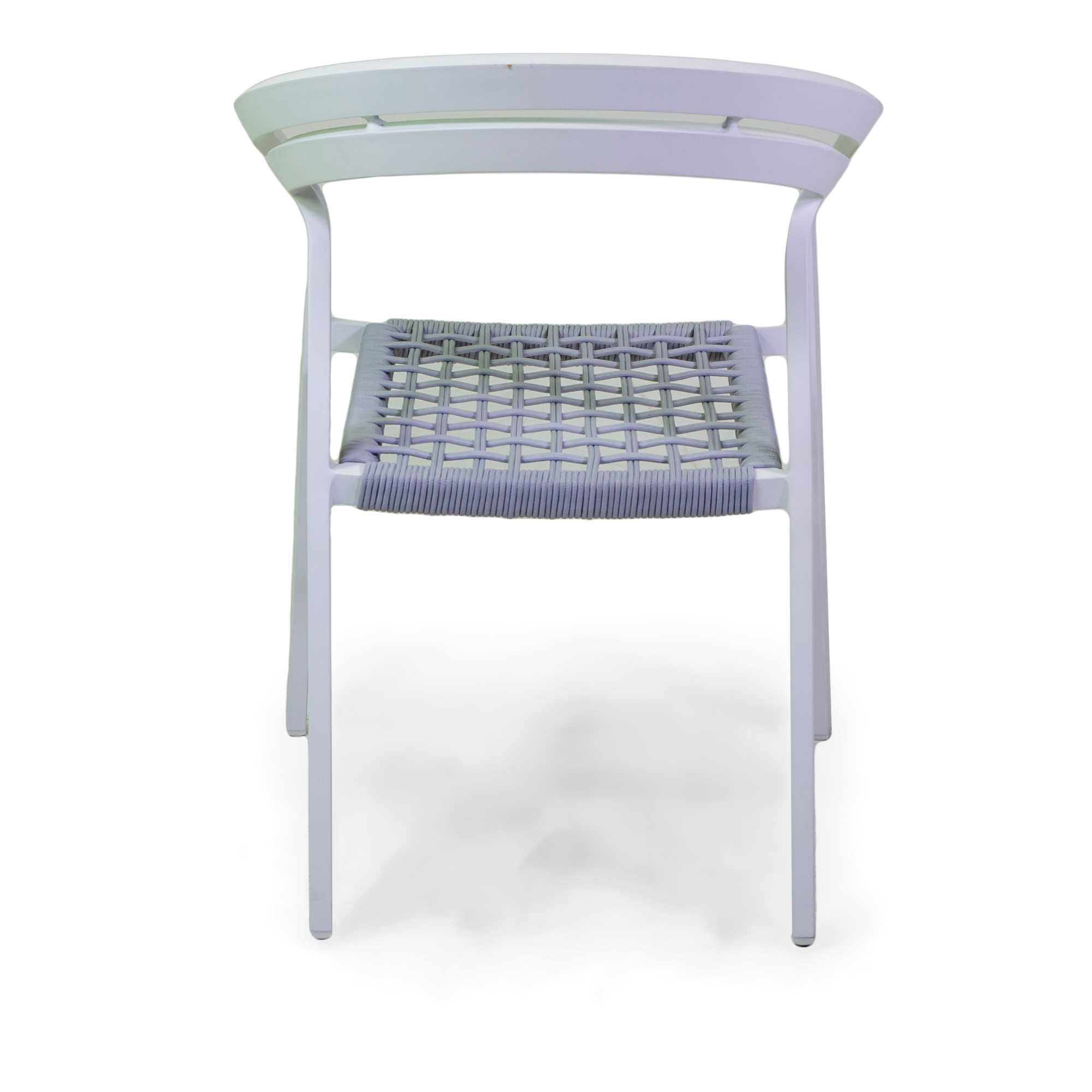 Poltrona alluminio Aledo bianco c/cordagrigio chiaro cm57x58,5h85