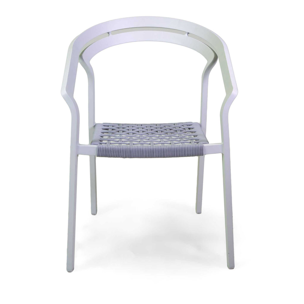 Poltrona alluminio Aledo bianco c/cordagrigio chiaro cm57x58,5h85