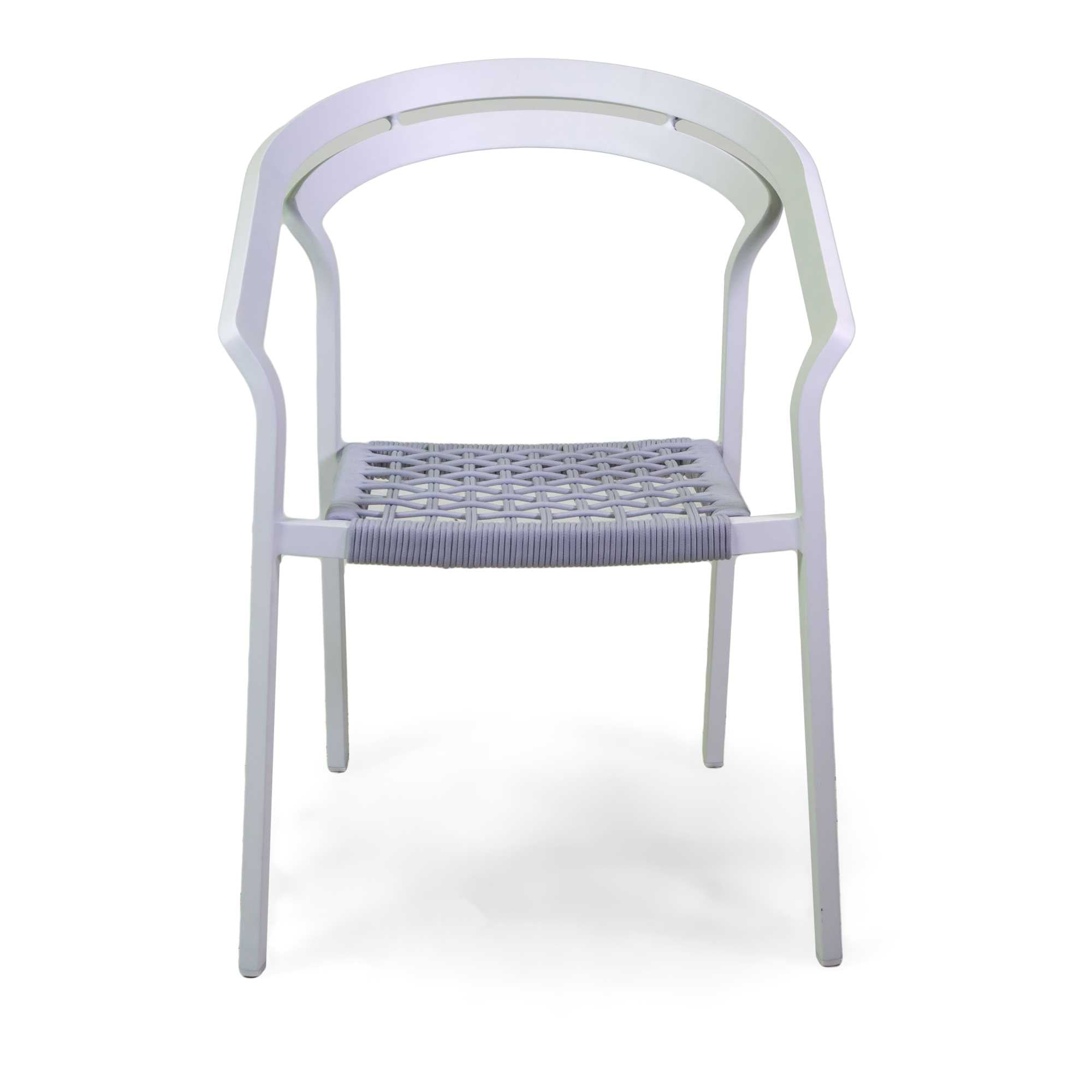 Poltrona alluminio Aledo bianco c/cordagrigio chiaro cm57x58,5h85