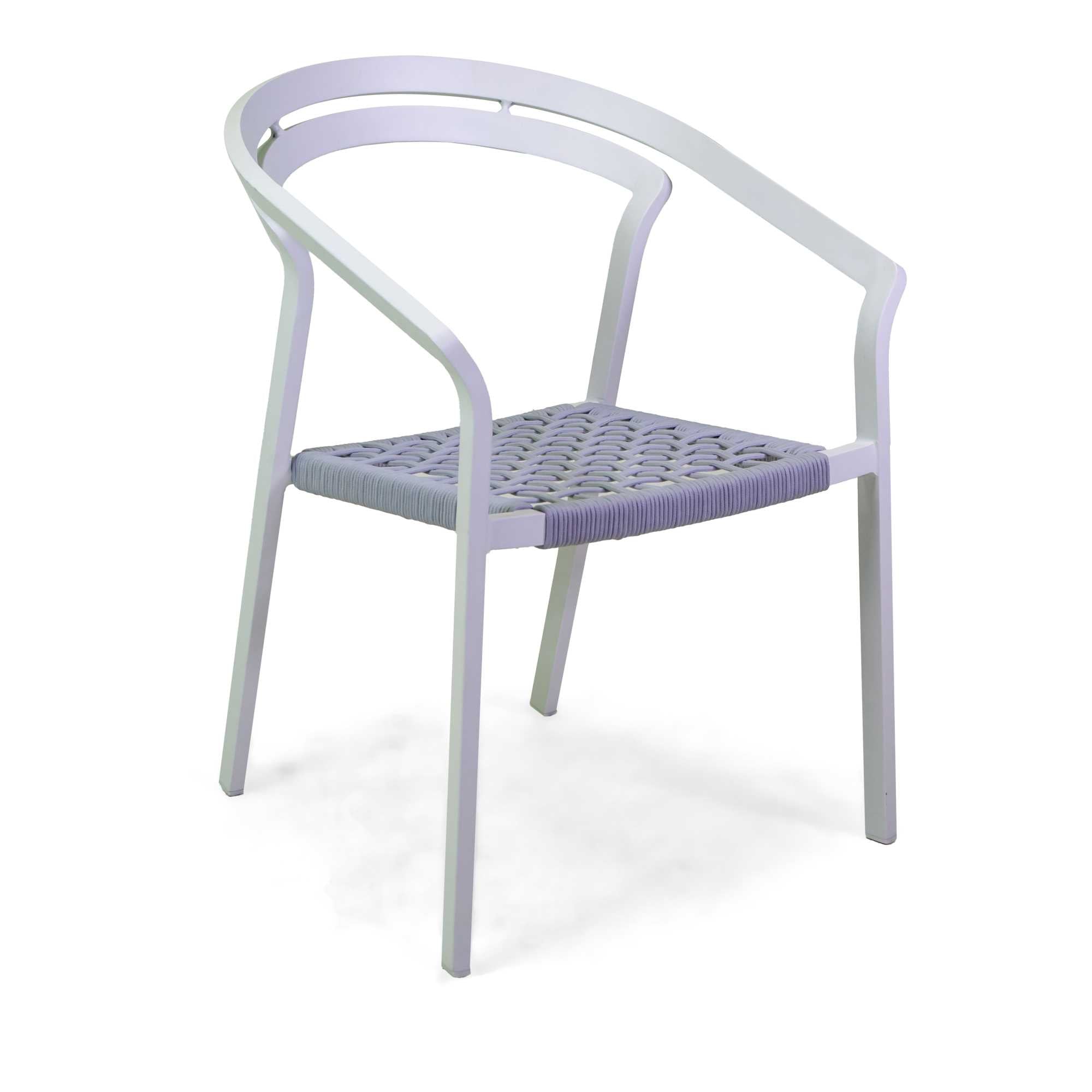 Poltrona alluminio Aledo bianco c/cordagrigio chiaro cm57x58,5h85