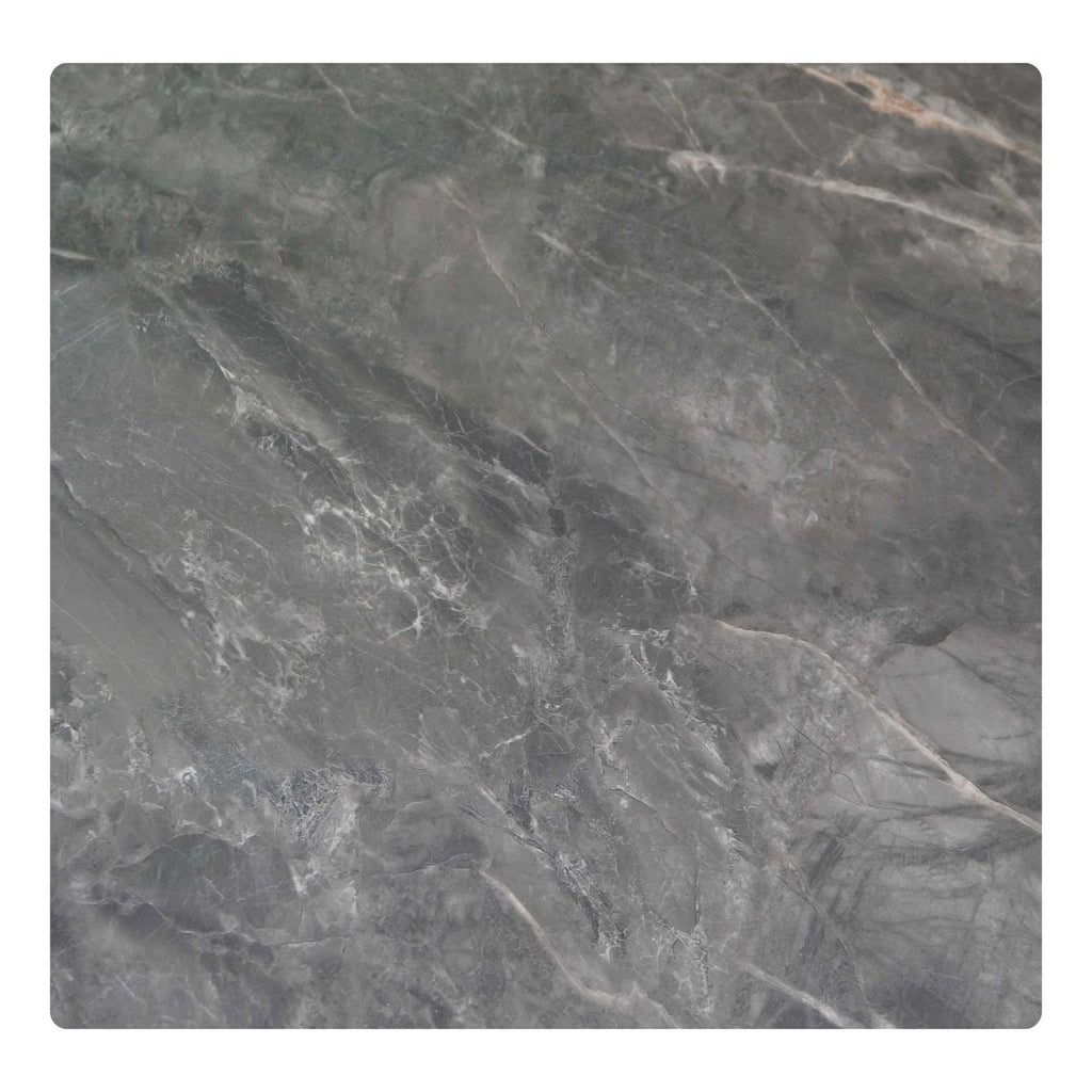Tavolino metallo top pietra sinterizzata grigio cm65x65h45