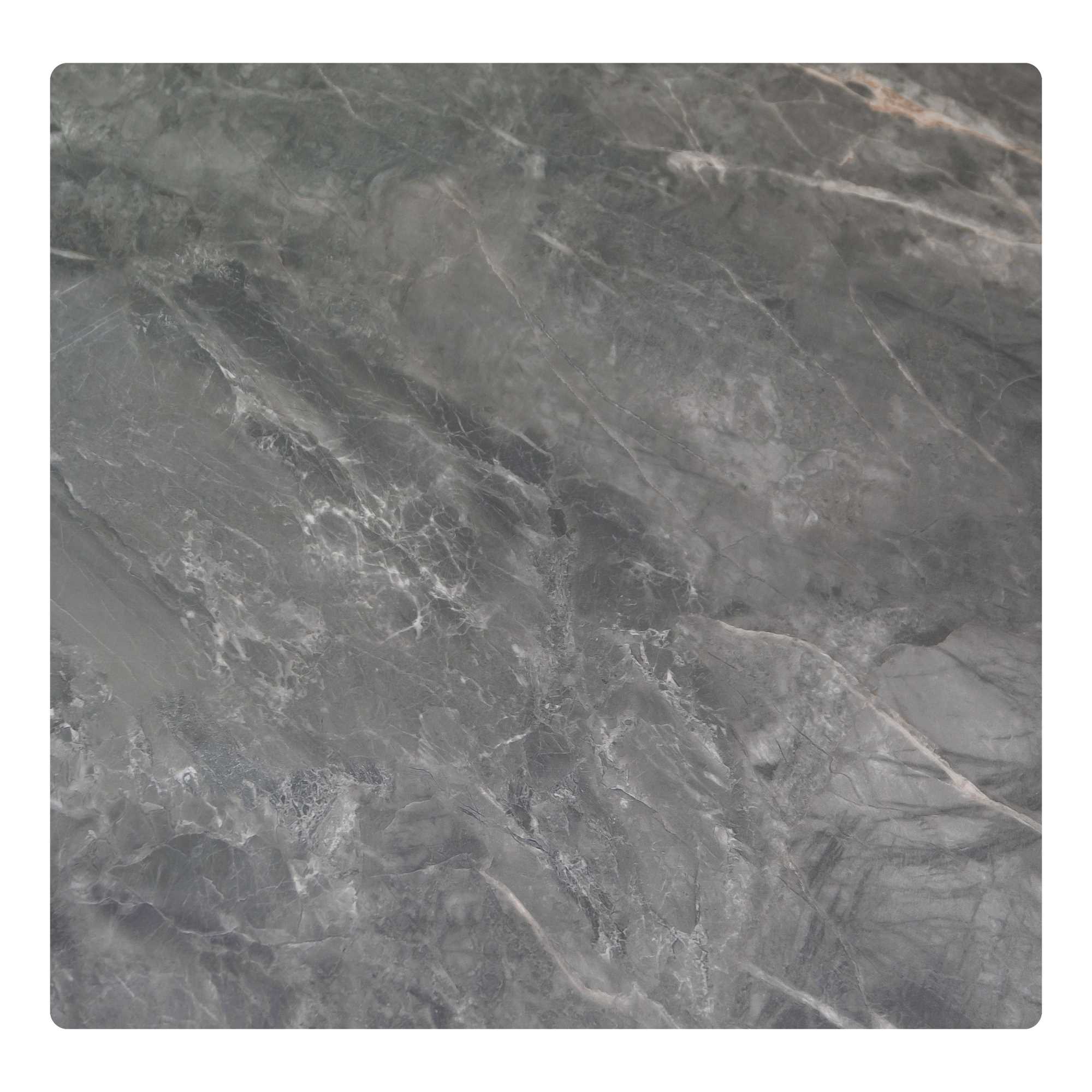 Tavolino metallo top pietra sinterizzata grigio cm65x65h45