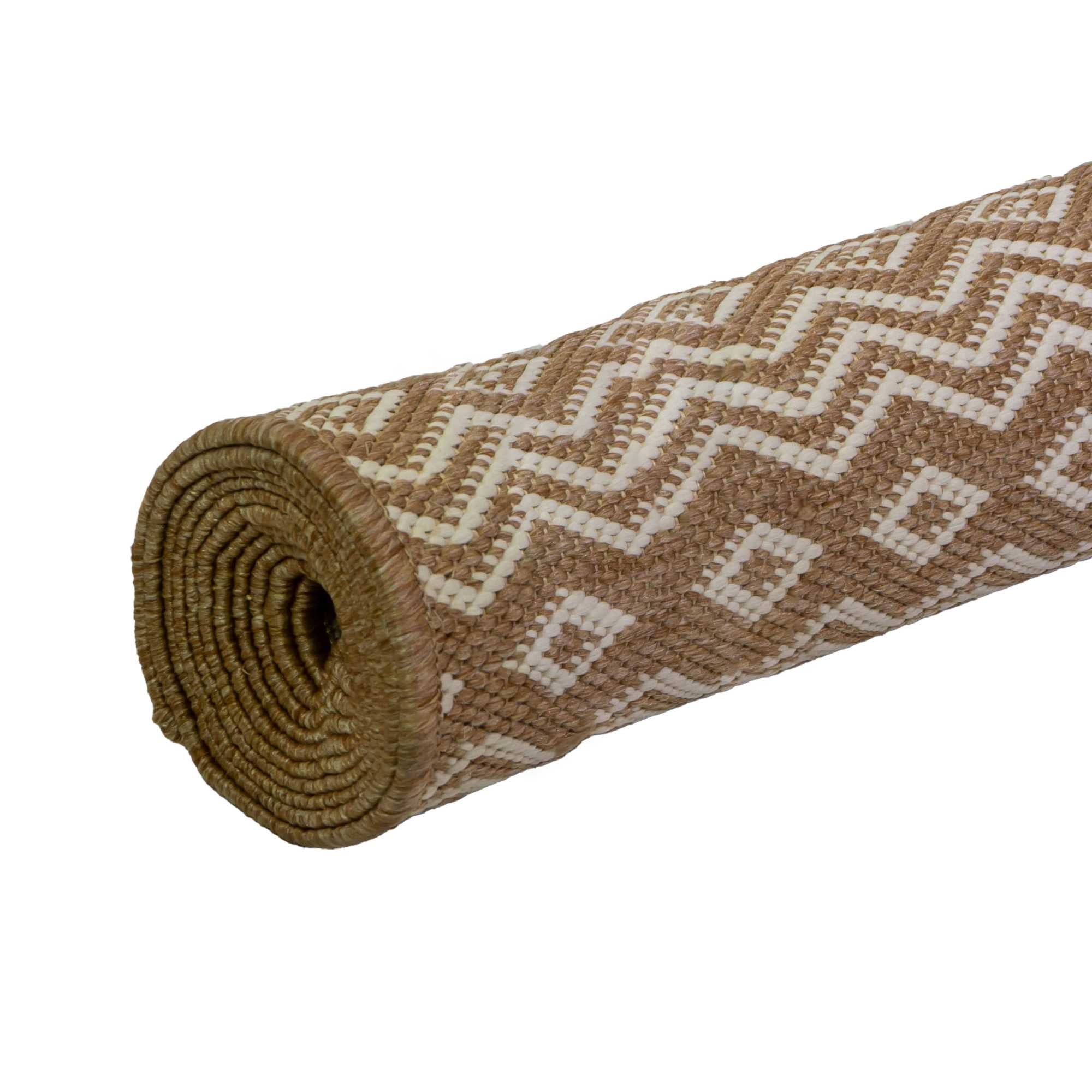 Tappeto da esterno polipropilene rombi naturale bianco rettangolare cm200x300