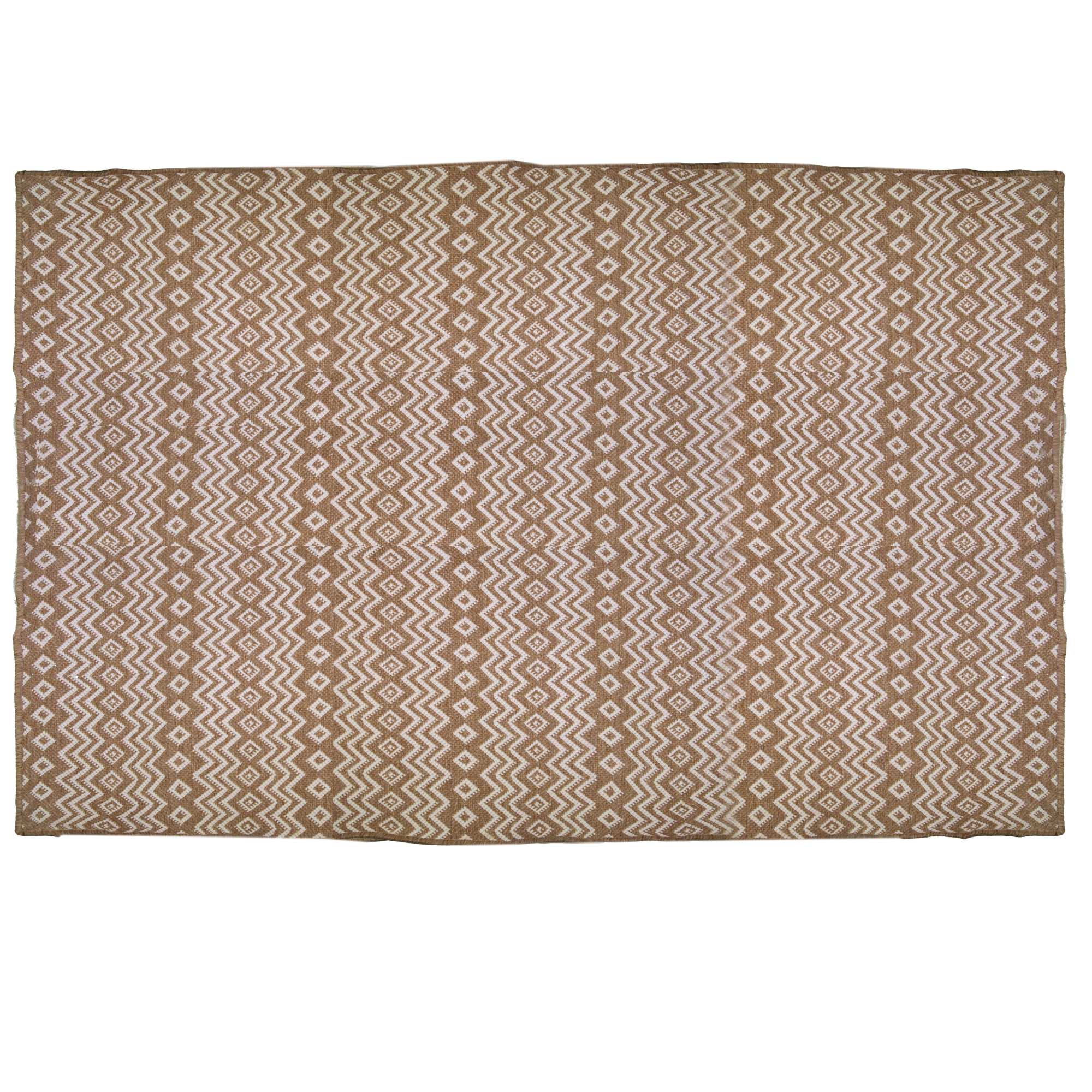 Tappeto da esterno polipropilene rombi naturale bianco rettangolare cm200x300