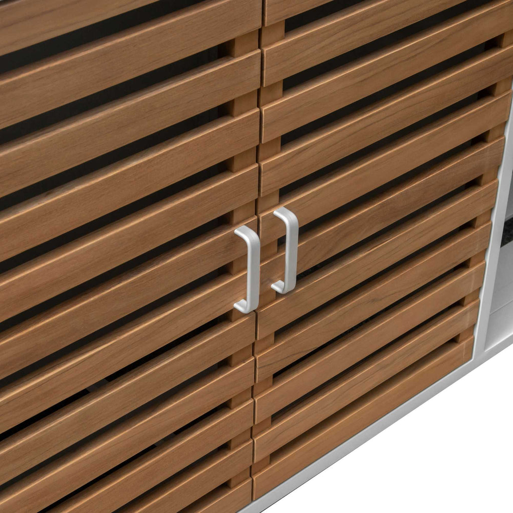 Mobile alluminio Idaho bianco ante teaktop pietra sinterizzata cm160x60h90