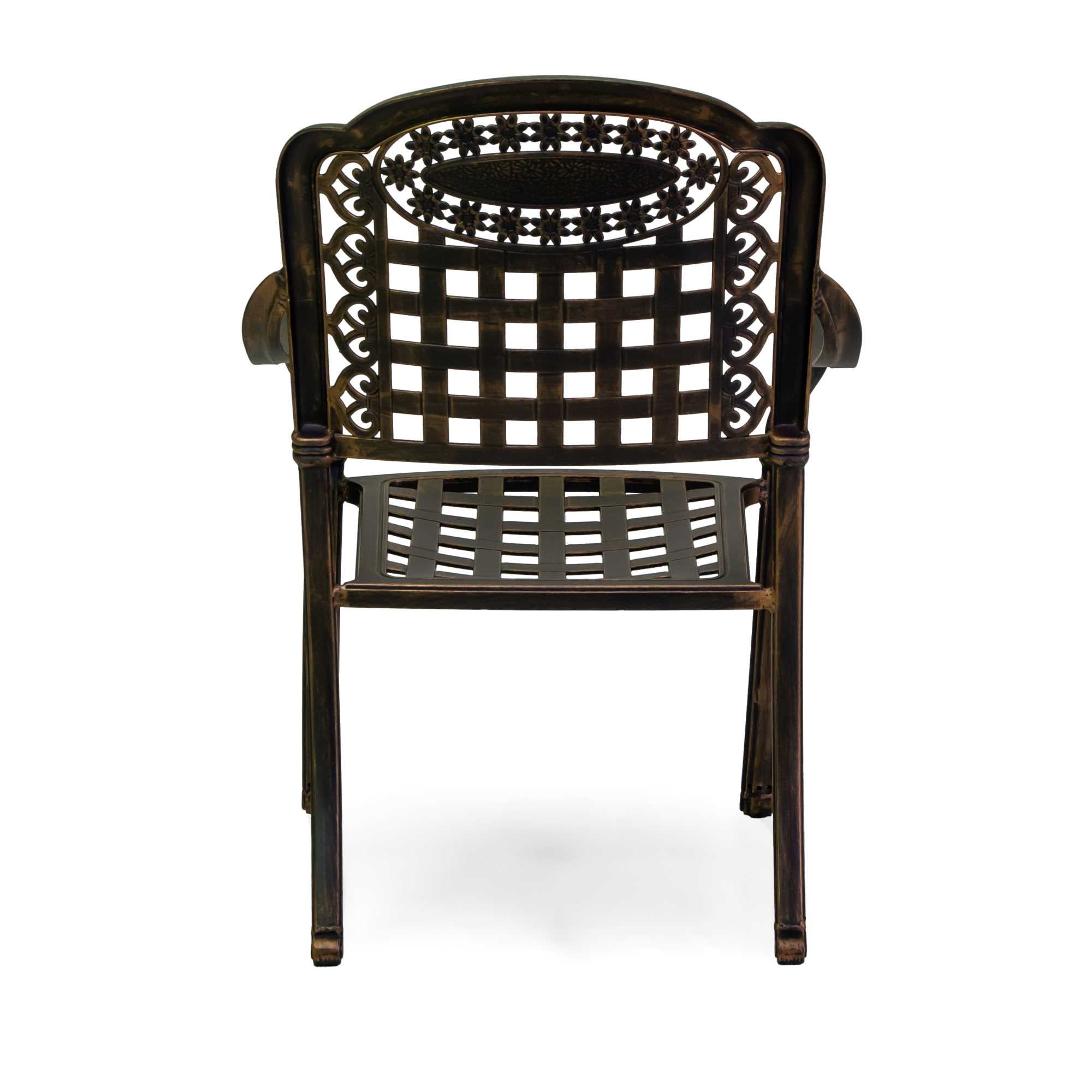 Completo pranzo Maryland 7 pezzi (Tavolo + 6 sedie) in alluminio pressofuso bronzo