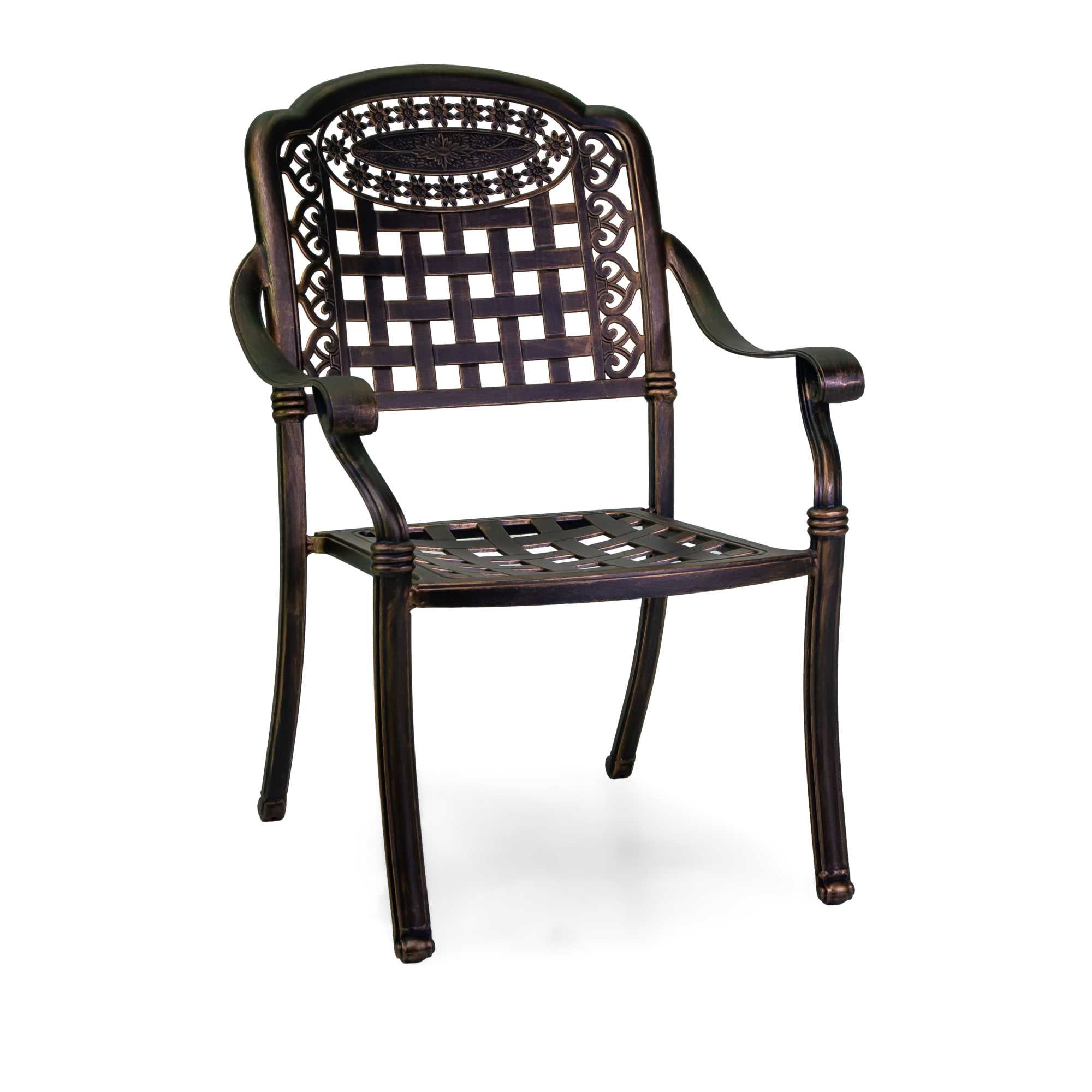 Completo pranzo Maryland 7 pezzi (Tavolo + 6 sedie) in alluminio pressofuso bronzo