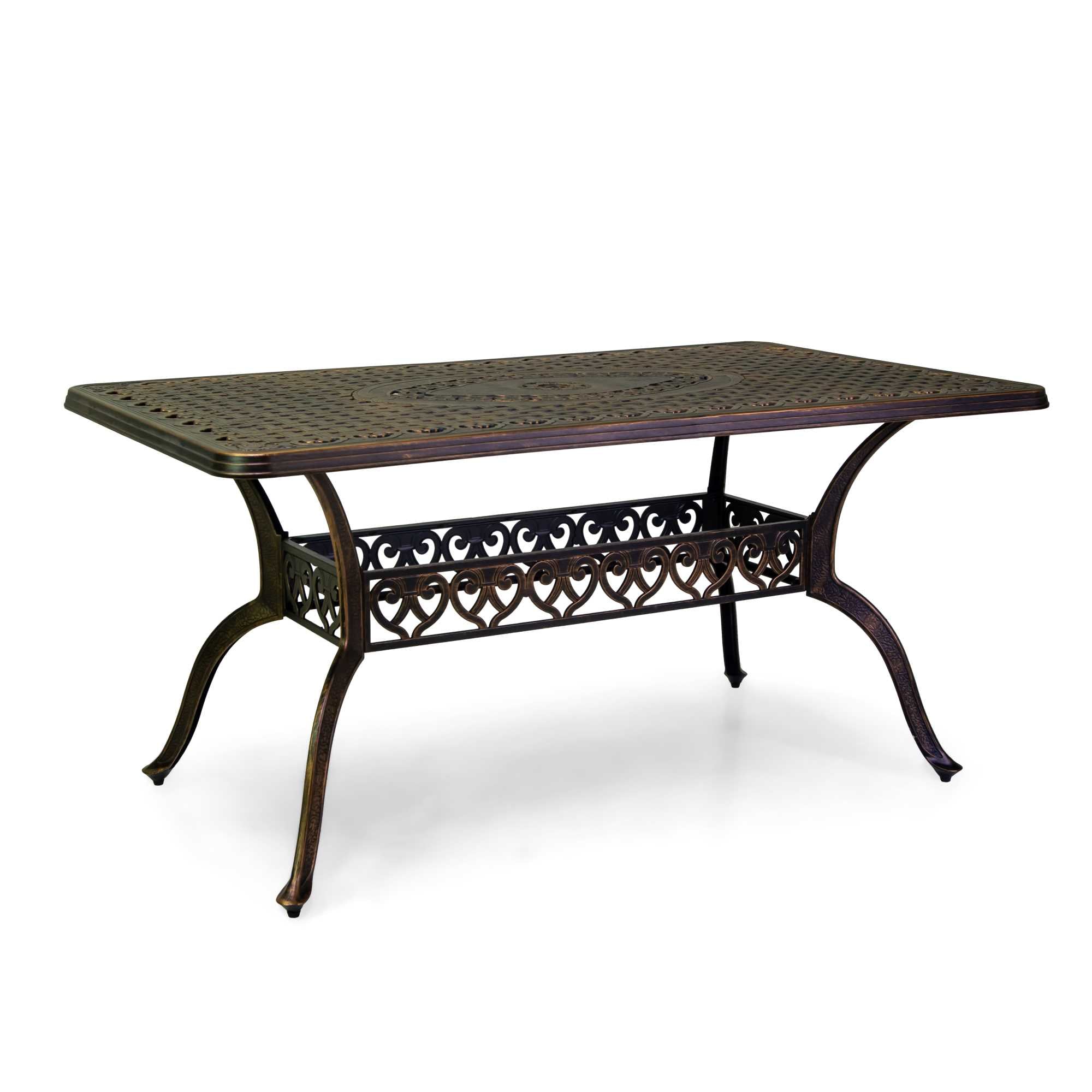 Completo pranzo Maryland 7 pezzi (Tavolo + 6 sedie) in alluminio pressofuso bronzo