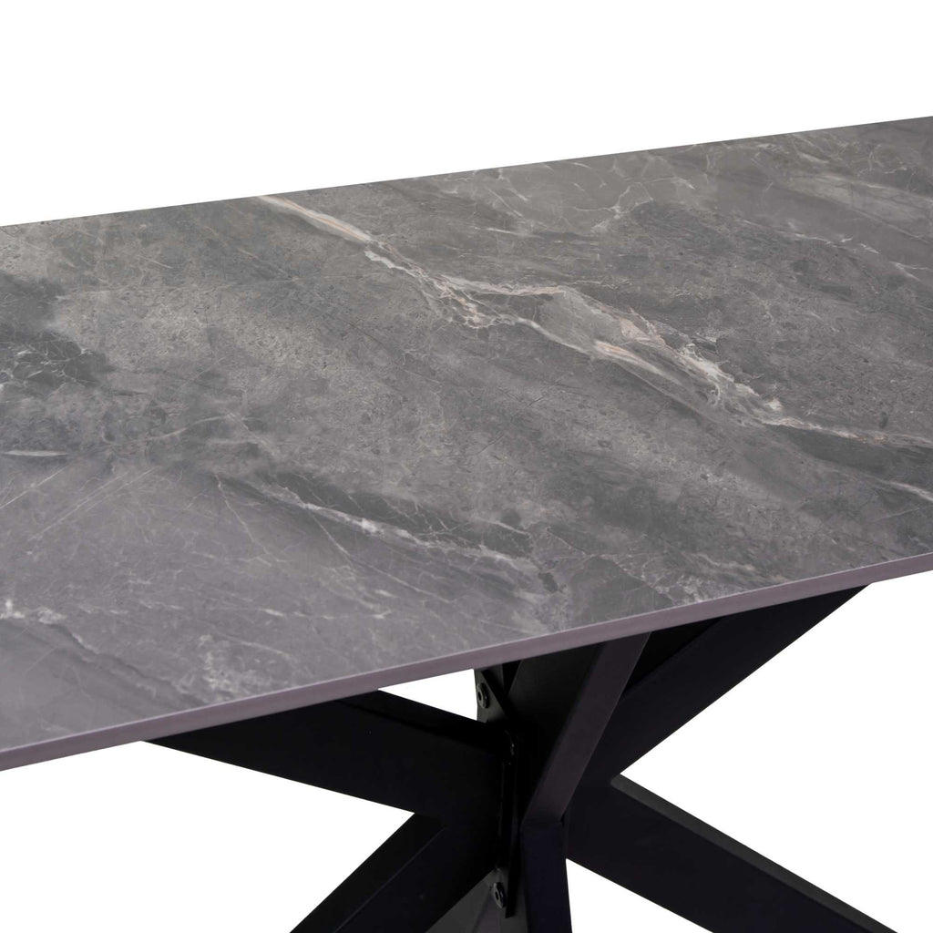Consolle metallo con top in pietra grigia sinterizzata cm 120x45x76