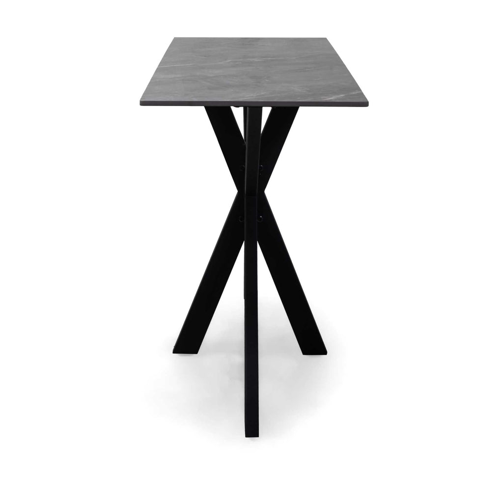 Consolle metallo con top in pietra grigia sinterizzata cm 120x45x76