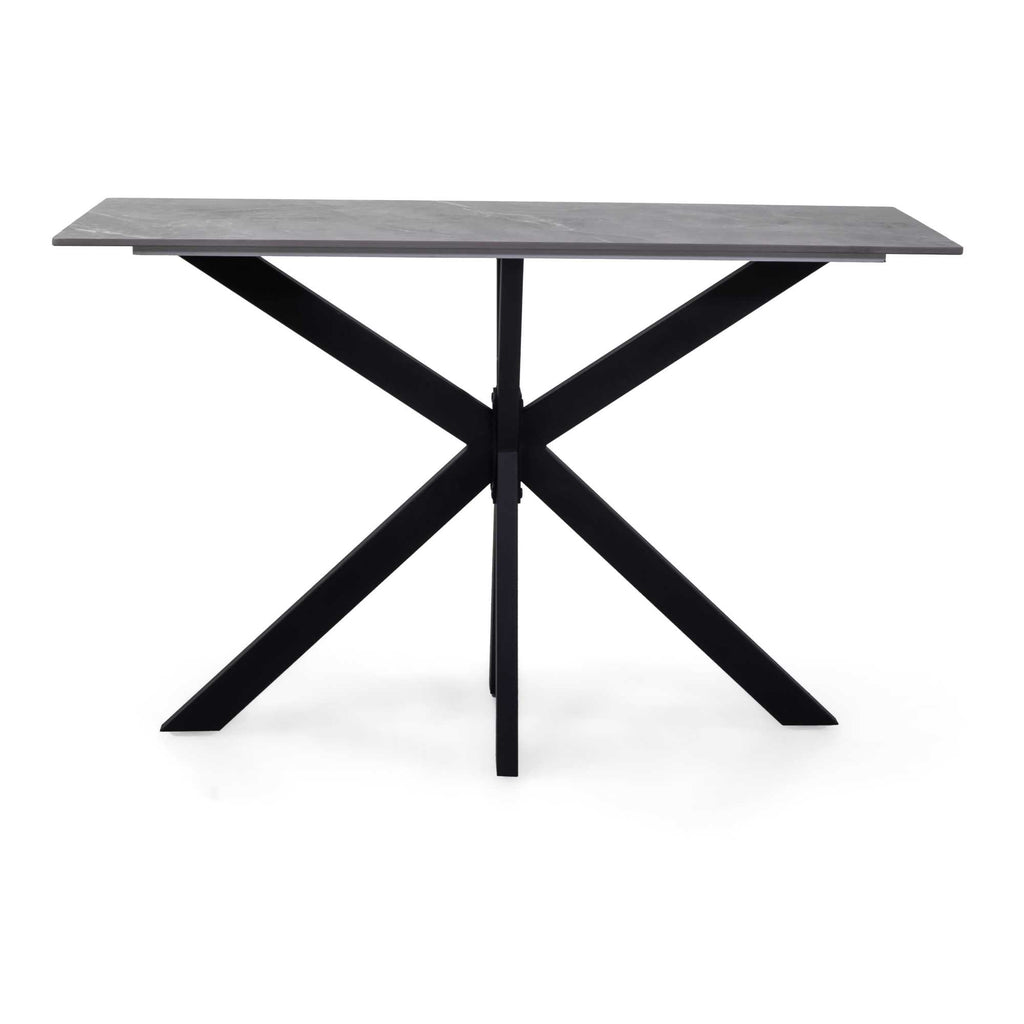 Consolle metallo con top in pietra grigia sinterizzata cm 120x45x76