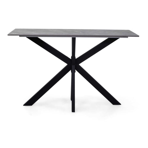 Consolle metallo con top in pietra grigia sinterizzata cm 120x45x76
