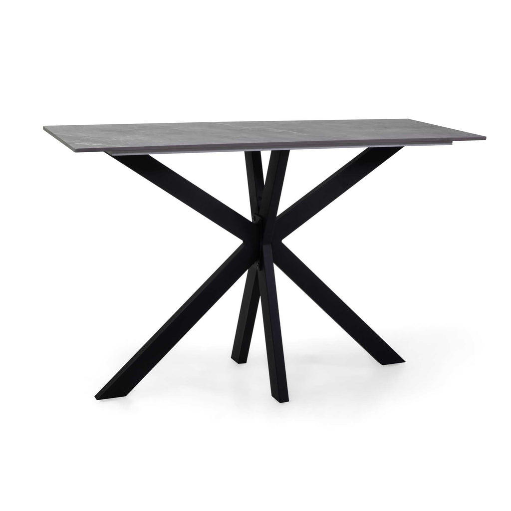 Consolle metallo con top in pietra grigia sinterizzata cm 120x45x76