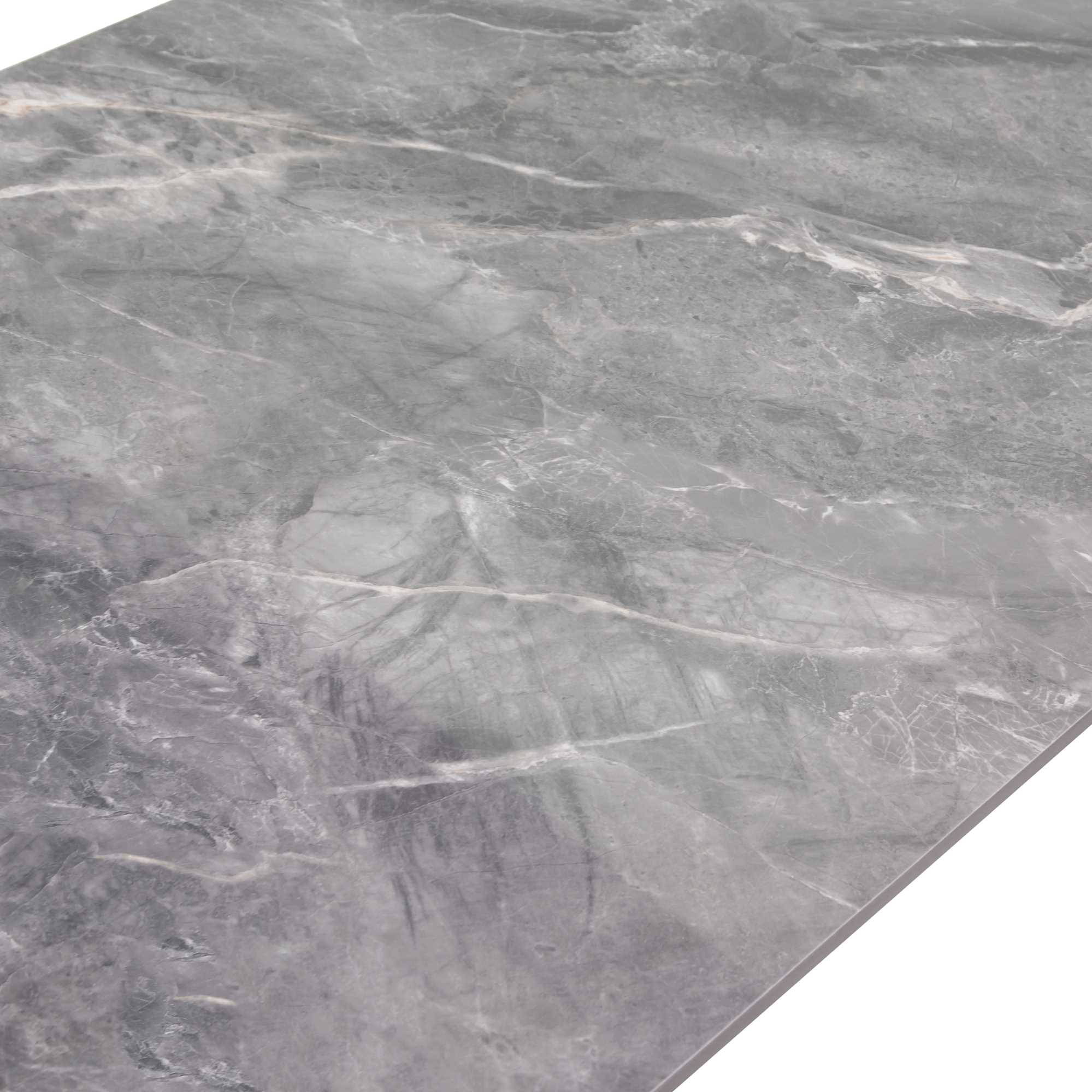 Tavolino metallo top pietra sinterizzata grigio cm120x65h45
