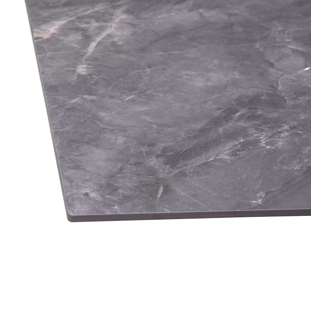 Tavolino metallo top pietra sinterizzata grigio cm120x65h45