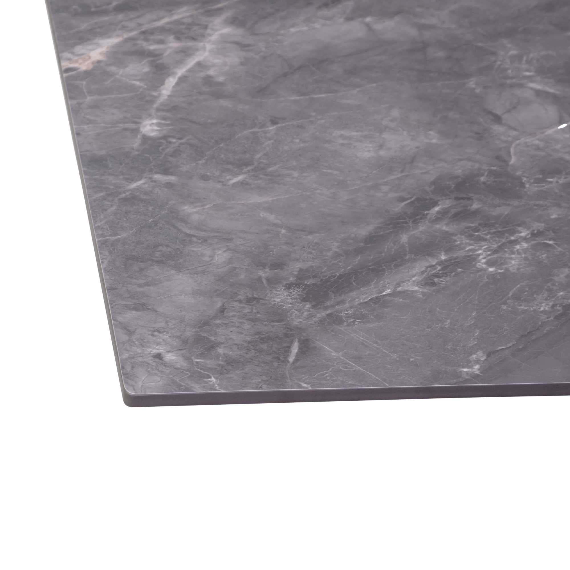 Tavolino metallo top pietra sinterizzata grigio cm120x65h45