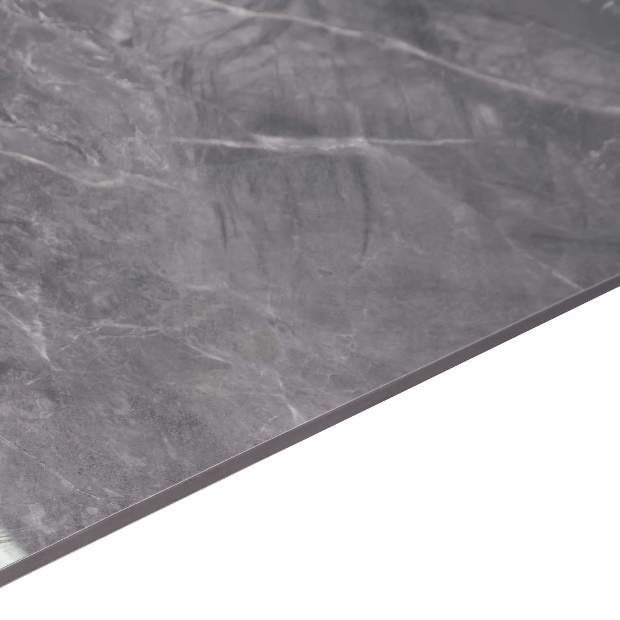 Tavolino metallo top pietra sinterizzata grigio cm120x65h45