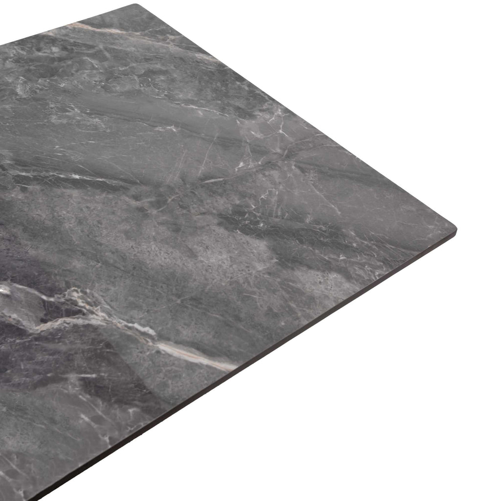 Tavolino metallo top pietra sinterizzata grigio cm120x65h45