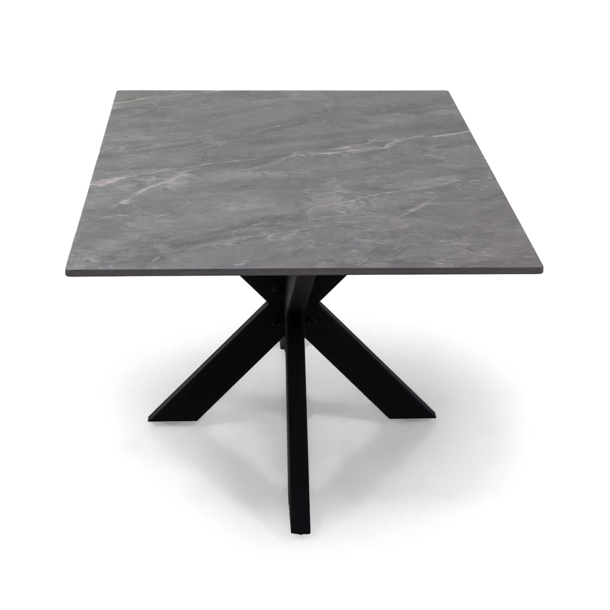 Tavolino metallo top pietra sinterizzata grigio cm120x65h45