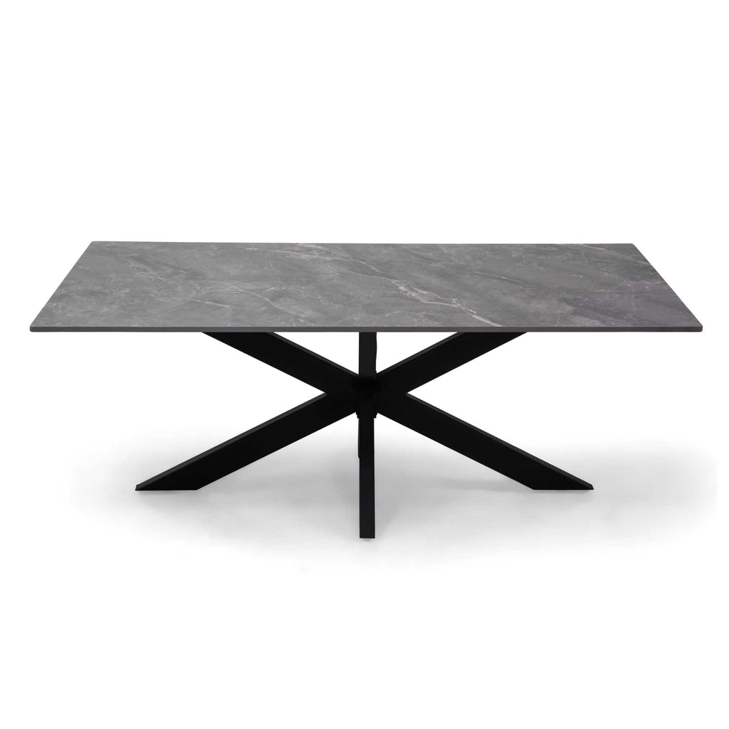 Tavolino metallo top pietra sinterizzata grigio cm120x65h45