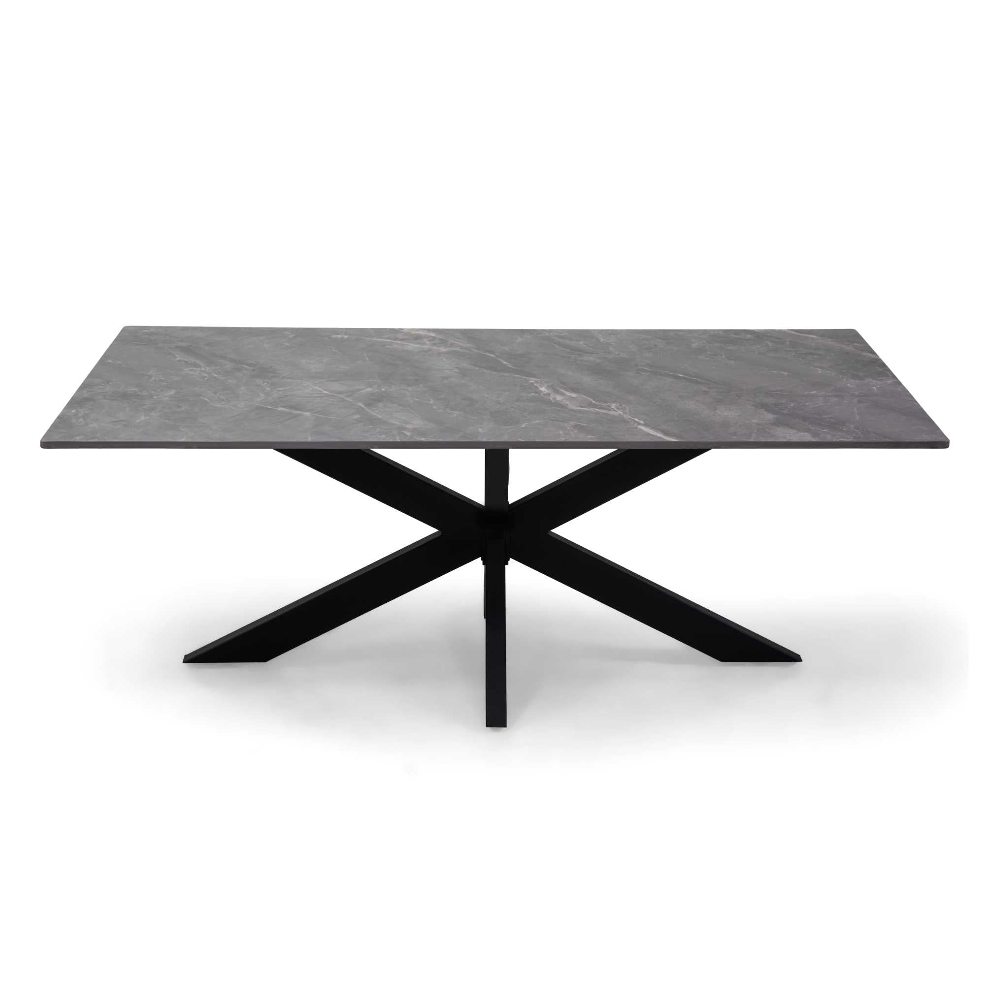 Tavolino metallo top pietra sinterizzata grigio cm120x65h45