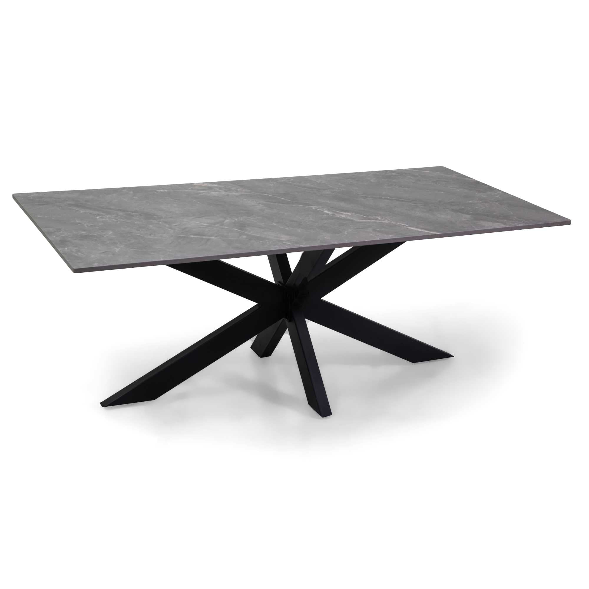 Tavolino metallo top pietra sinterizzata grigio cm120x65h45