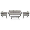 Salotto alluminio New Riverside tre posti tortora (bracciolo in hpl)