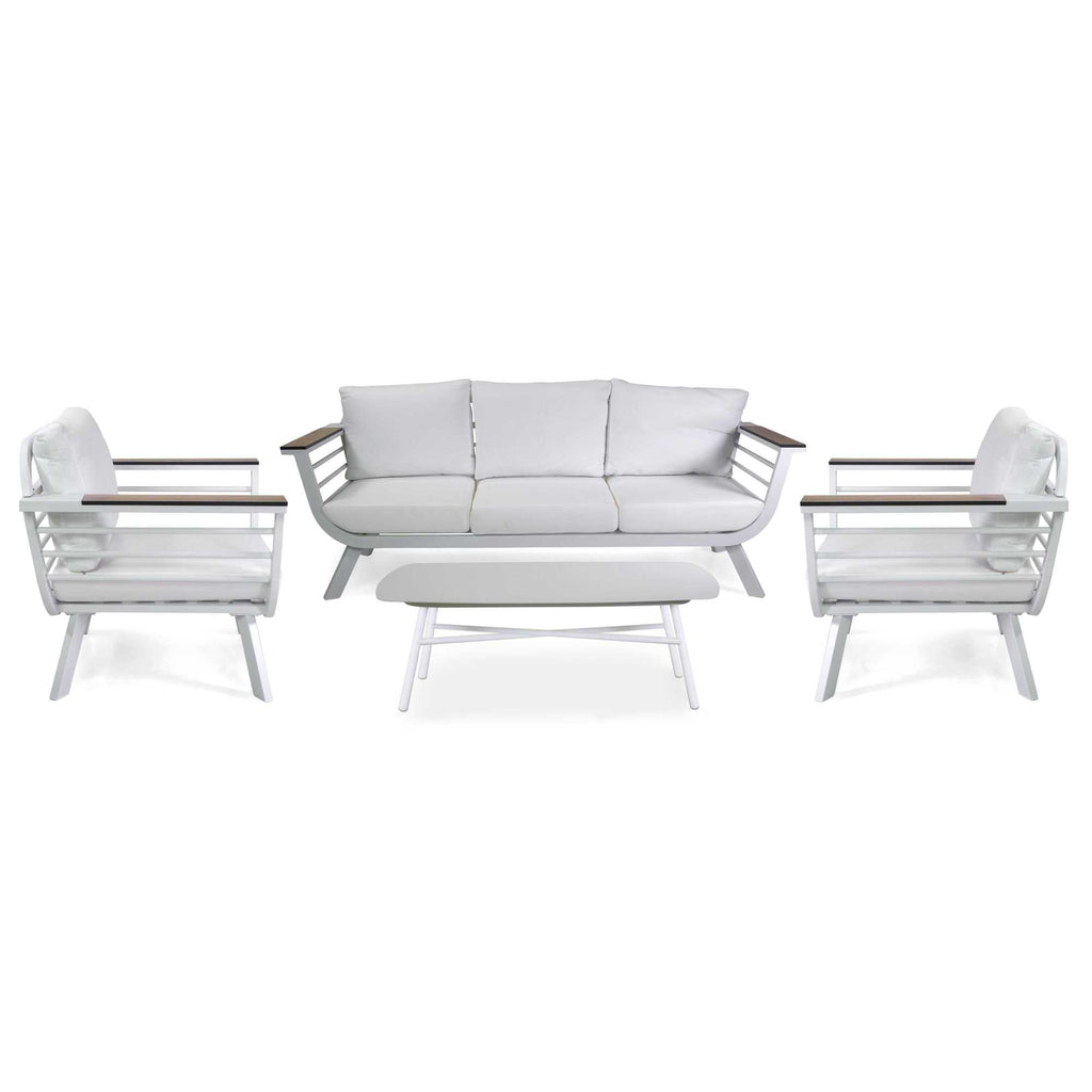 Salotto alluminio New Riverside bianco 3 posti (bracciolo in hpl)