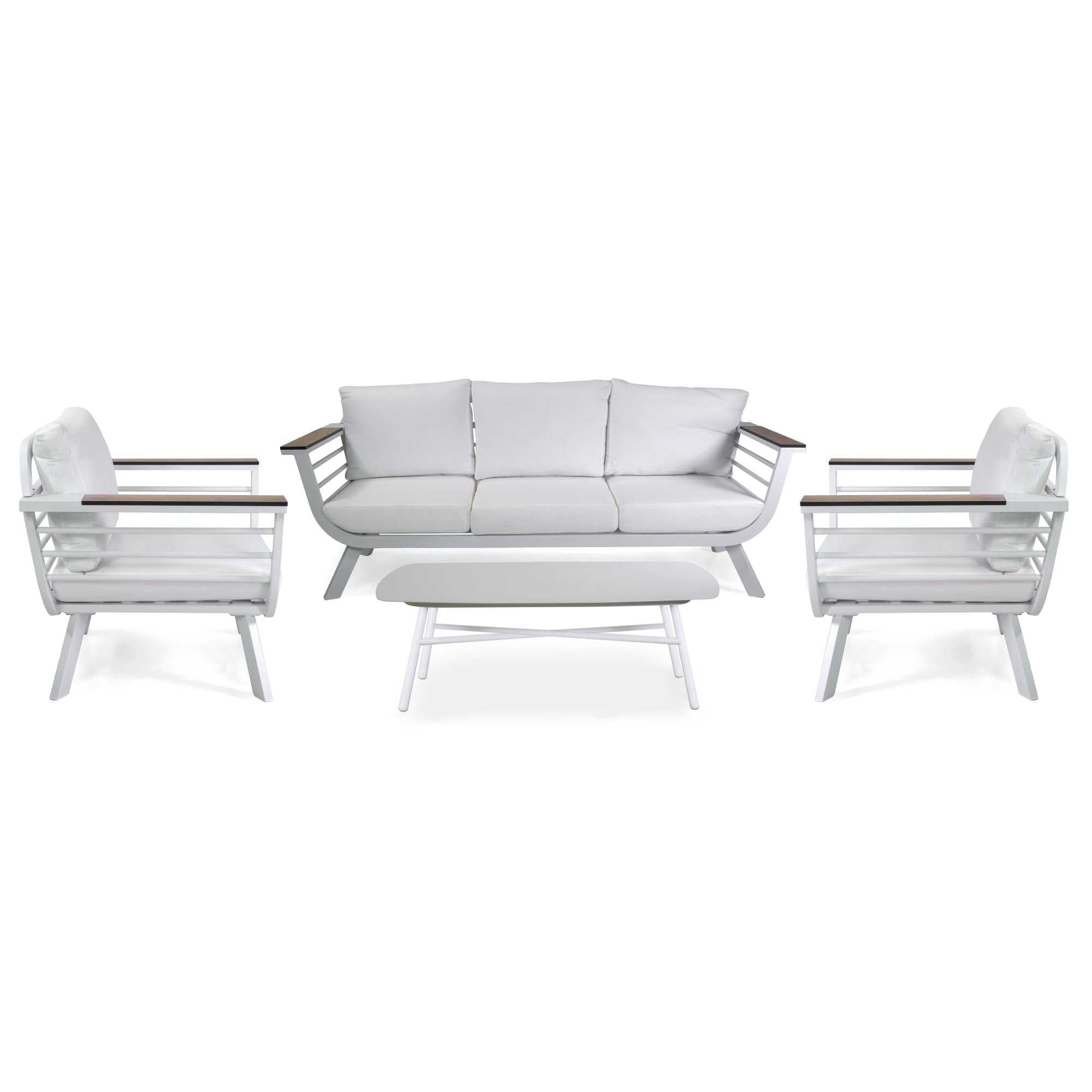 Salotto alluminio New Riverside bianco 3 posti (bracciolo in hpl)