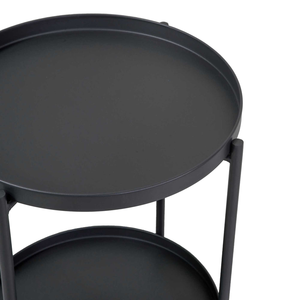 Tavolino metallo Hiro antracite tondo 2piani cm ø40h50