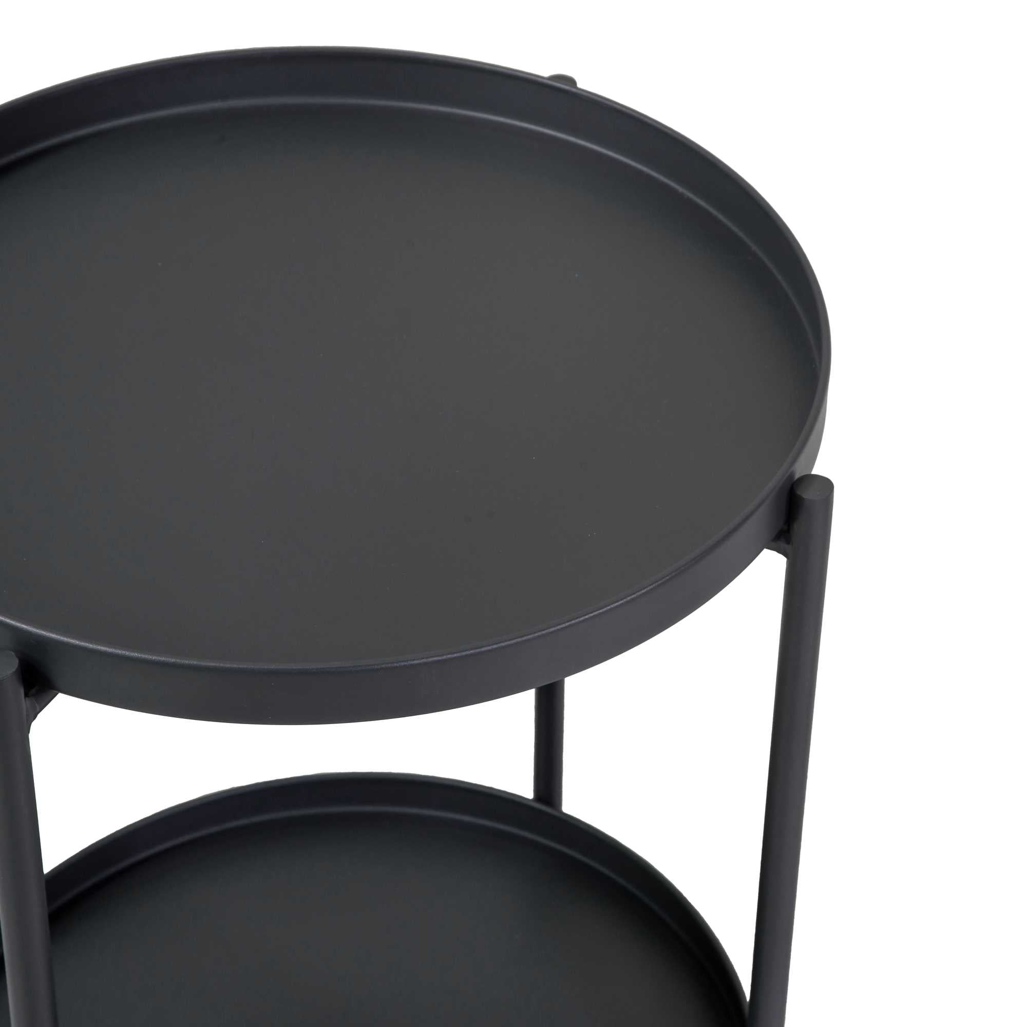 Tavolino metallo Hiro antracite tondo 2piani cm ø40h50