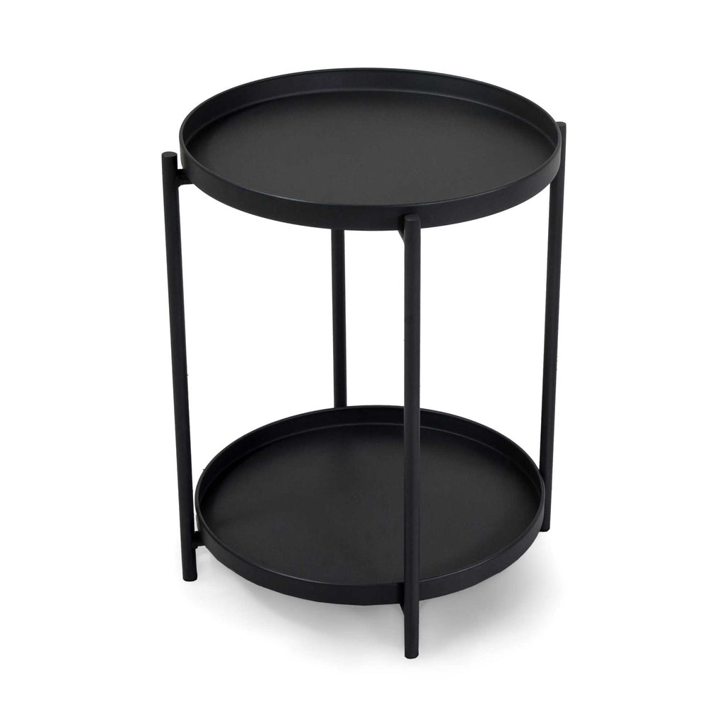 Tavolino metallo Hiro antracite tondo 2piani cm ø40h50