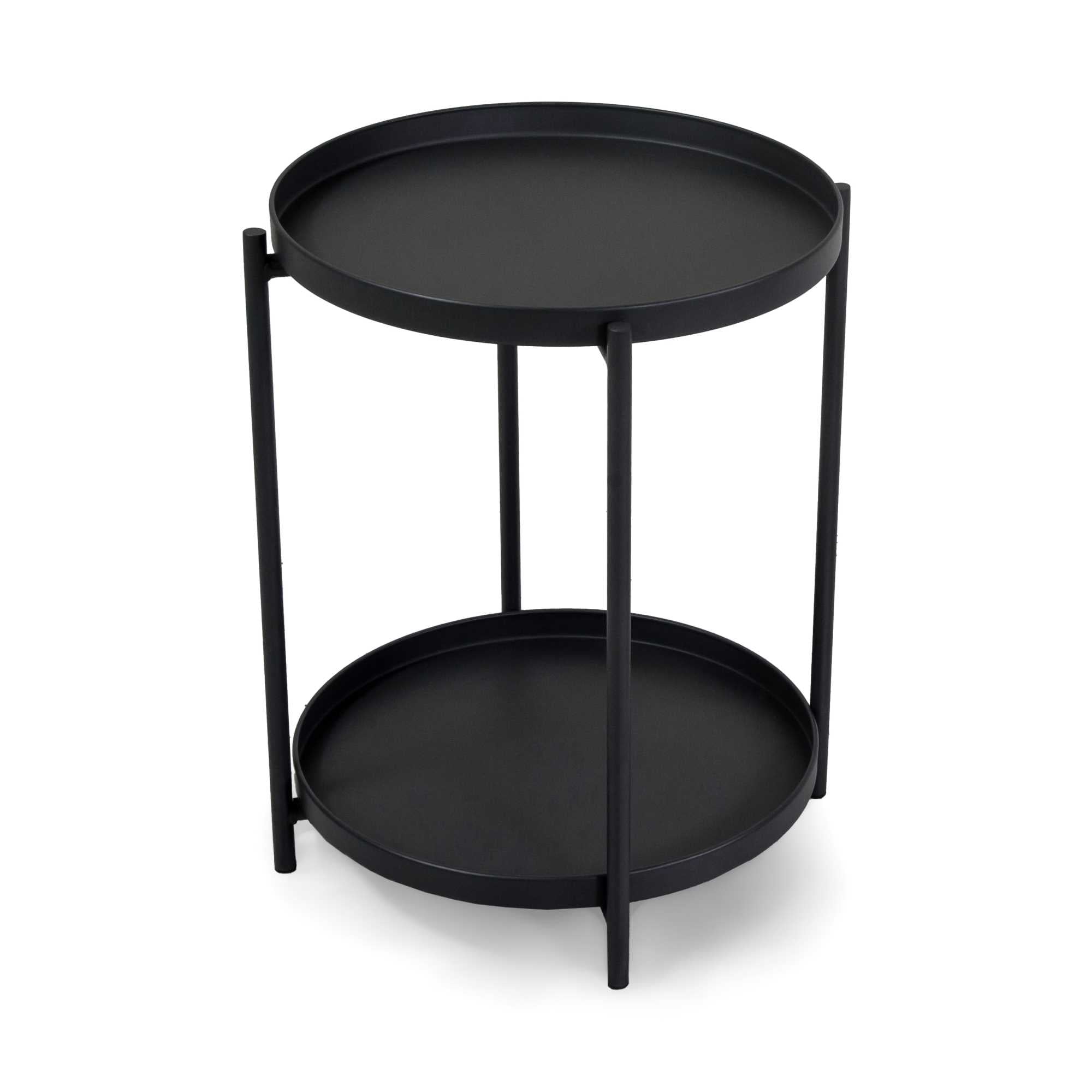 Tavolino metallo Hiro antracite tondo 2piani cm ø40h50