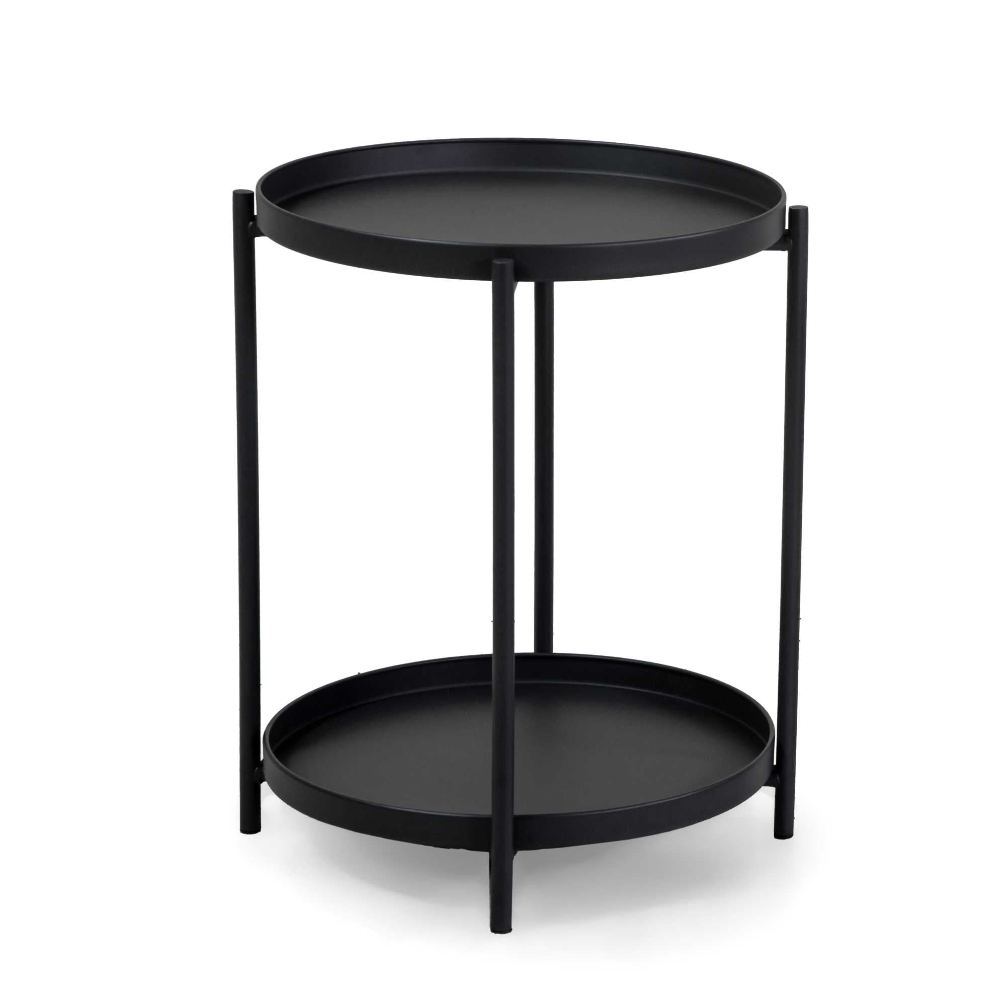Tavolino metallo Hiro antracite tondo 2piani cm ø40h50