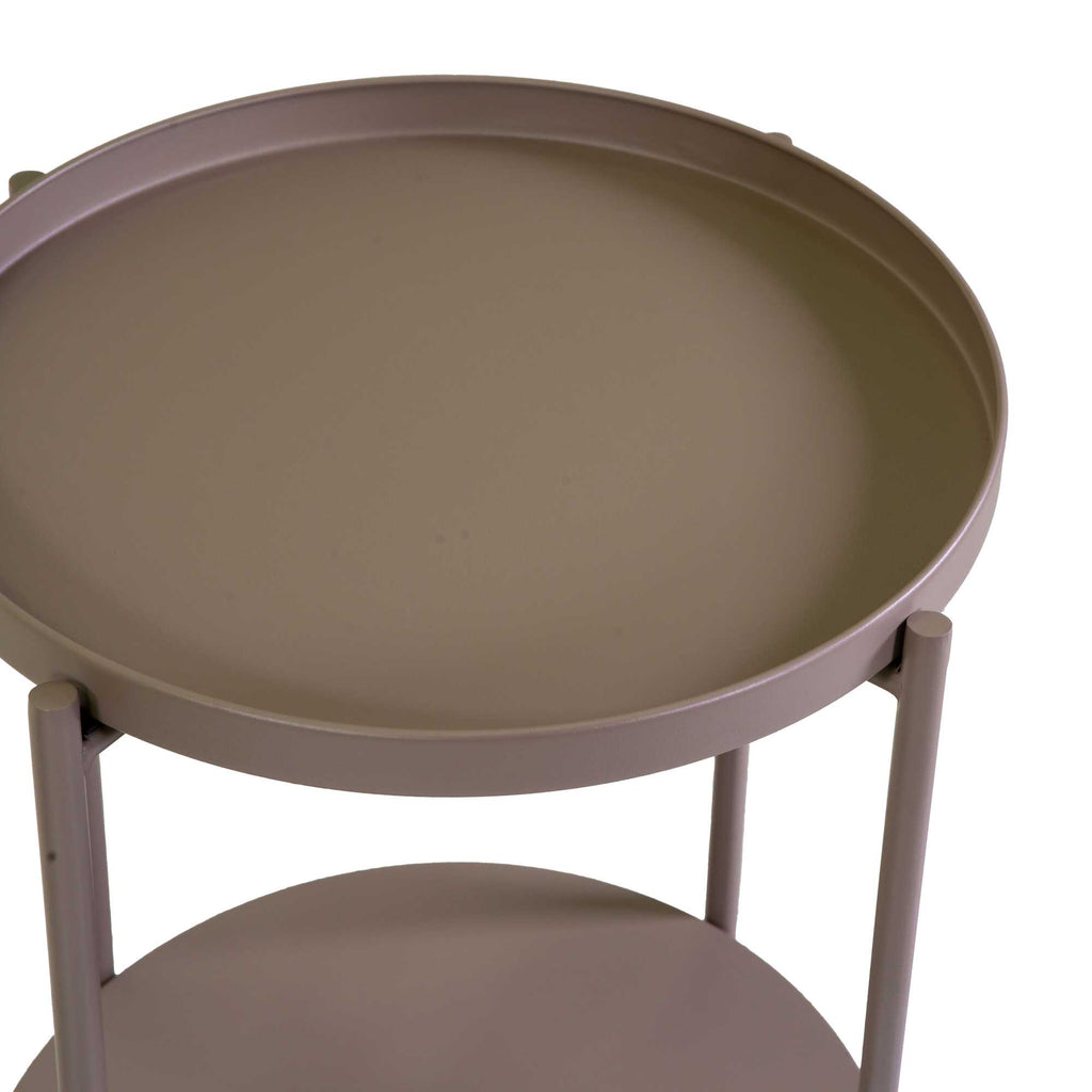 Tavolino metallo Hiro tortora tondo 2 piani cm ø40h50