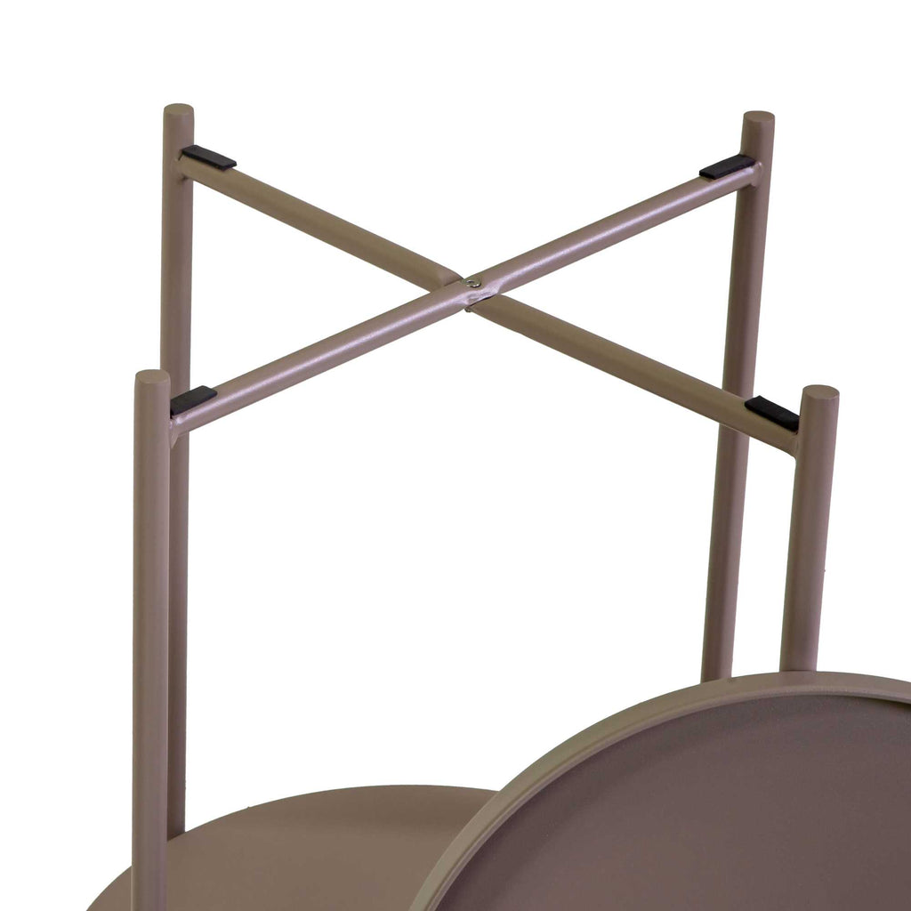 Tavolino metallo Hiro tortora tondo 2 piani cm ø40h50
