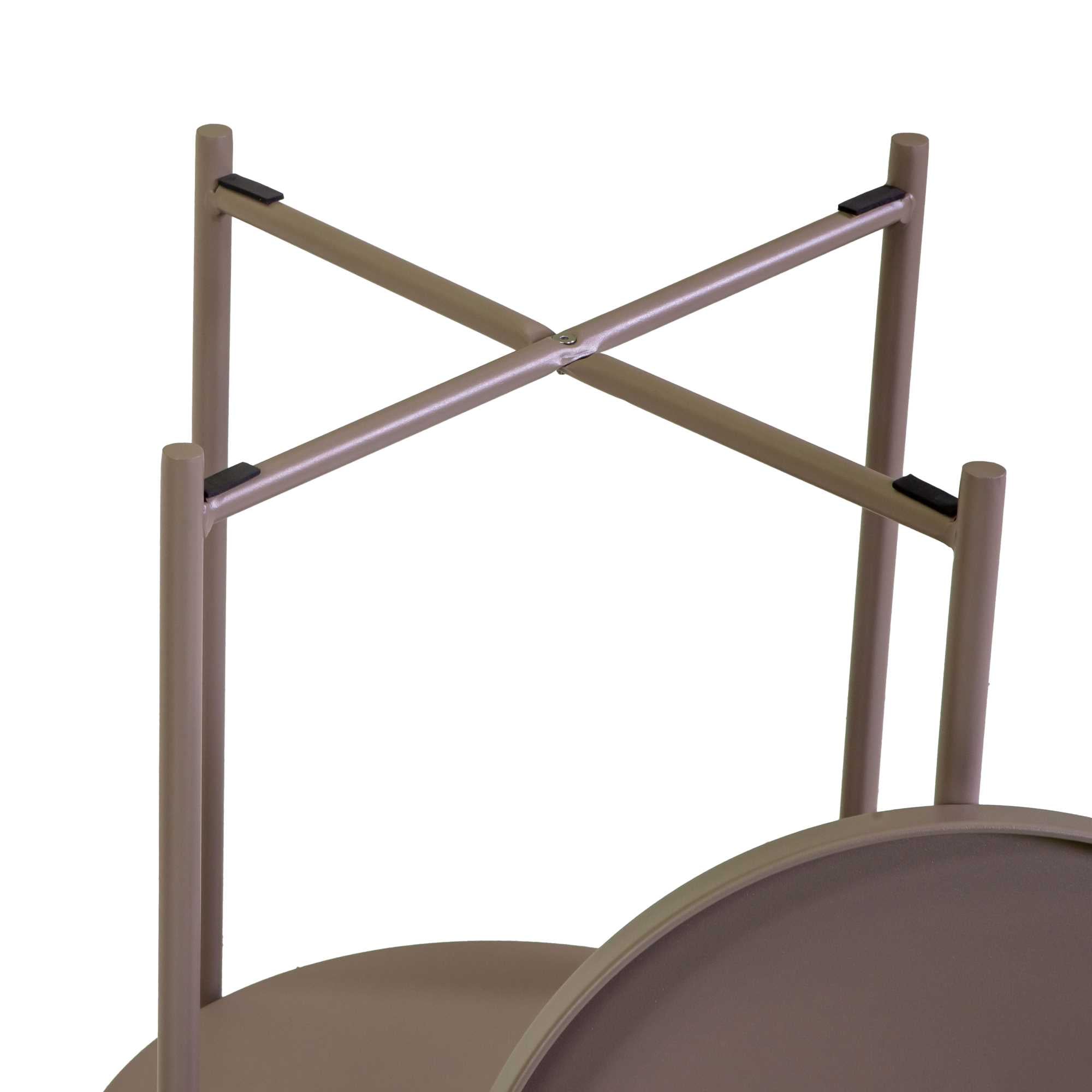 Tavolino metallo Hiro tortora tondo 2 piani cm ø40h50