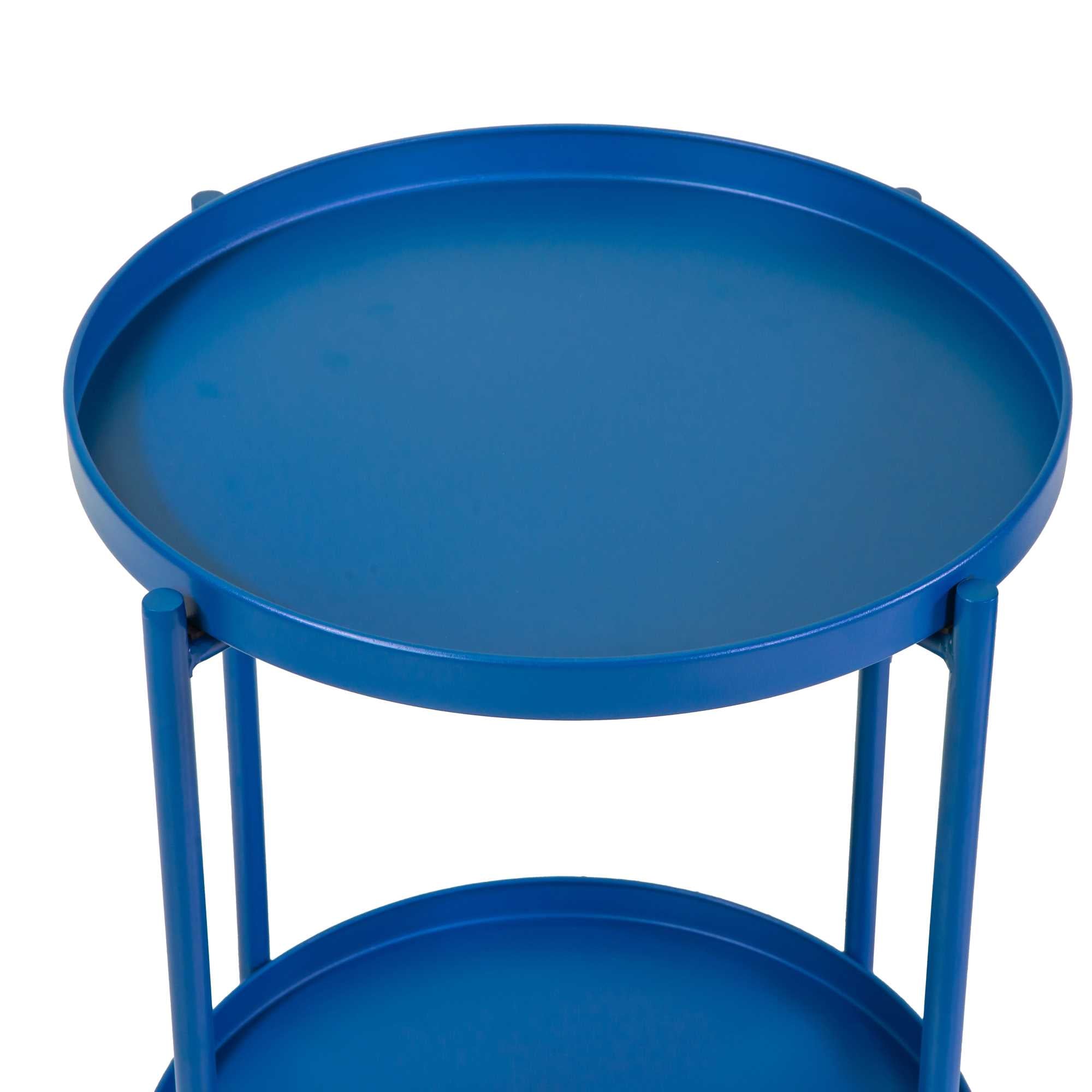 Tavolino metallo Hiro blu tondo 2 pianicm ø40h50