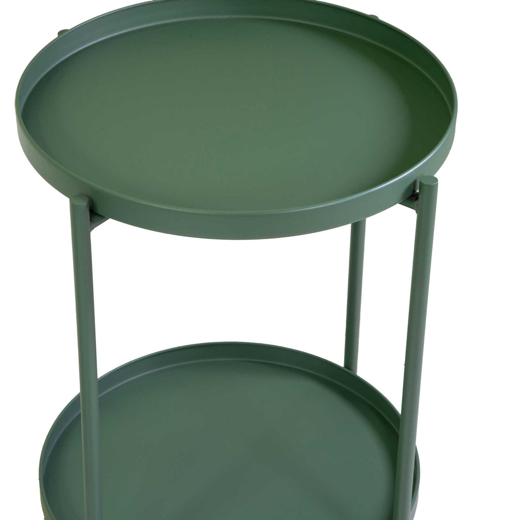 Tavolino metallo Hiro verde tondo 2 piani cmø40h50