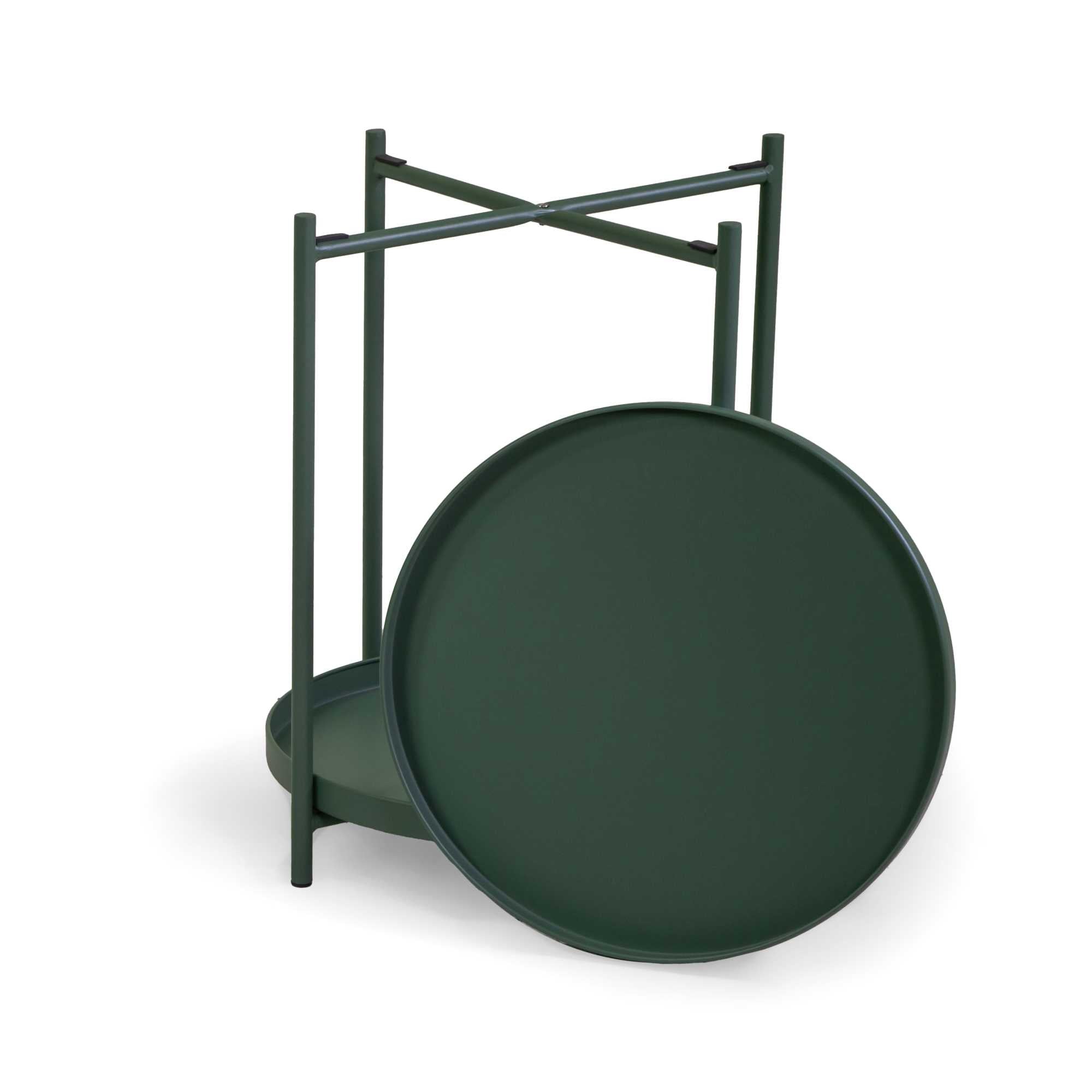 Tavolino metallo Hiro verde tondo 2 piani cmø40h50
