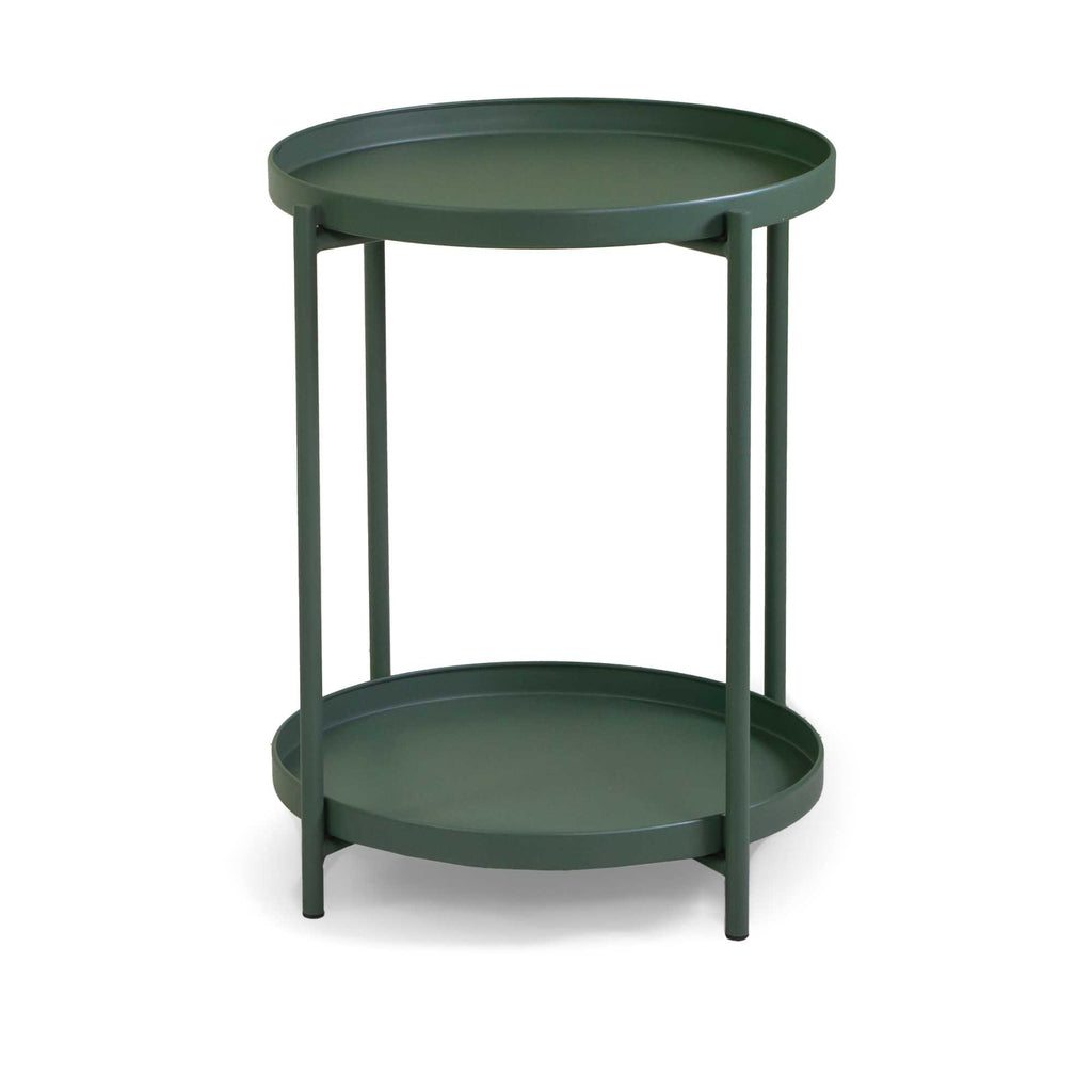 Tavolino metallo Hiro verde tondo 2 piani cmø40h50