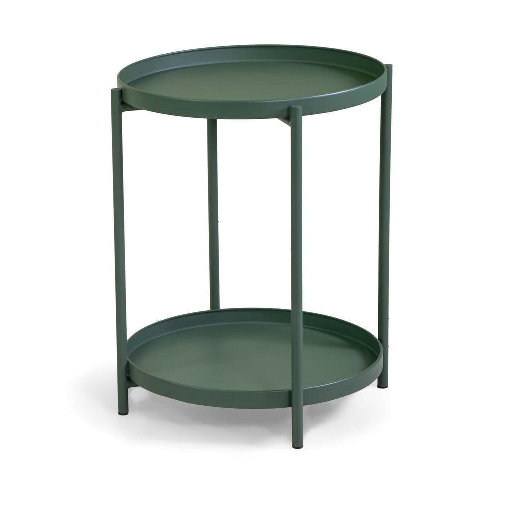 Tavolino metallo Hiro verde tondo 2 piani cmø40h50