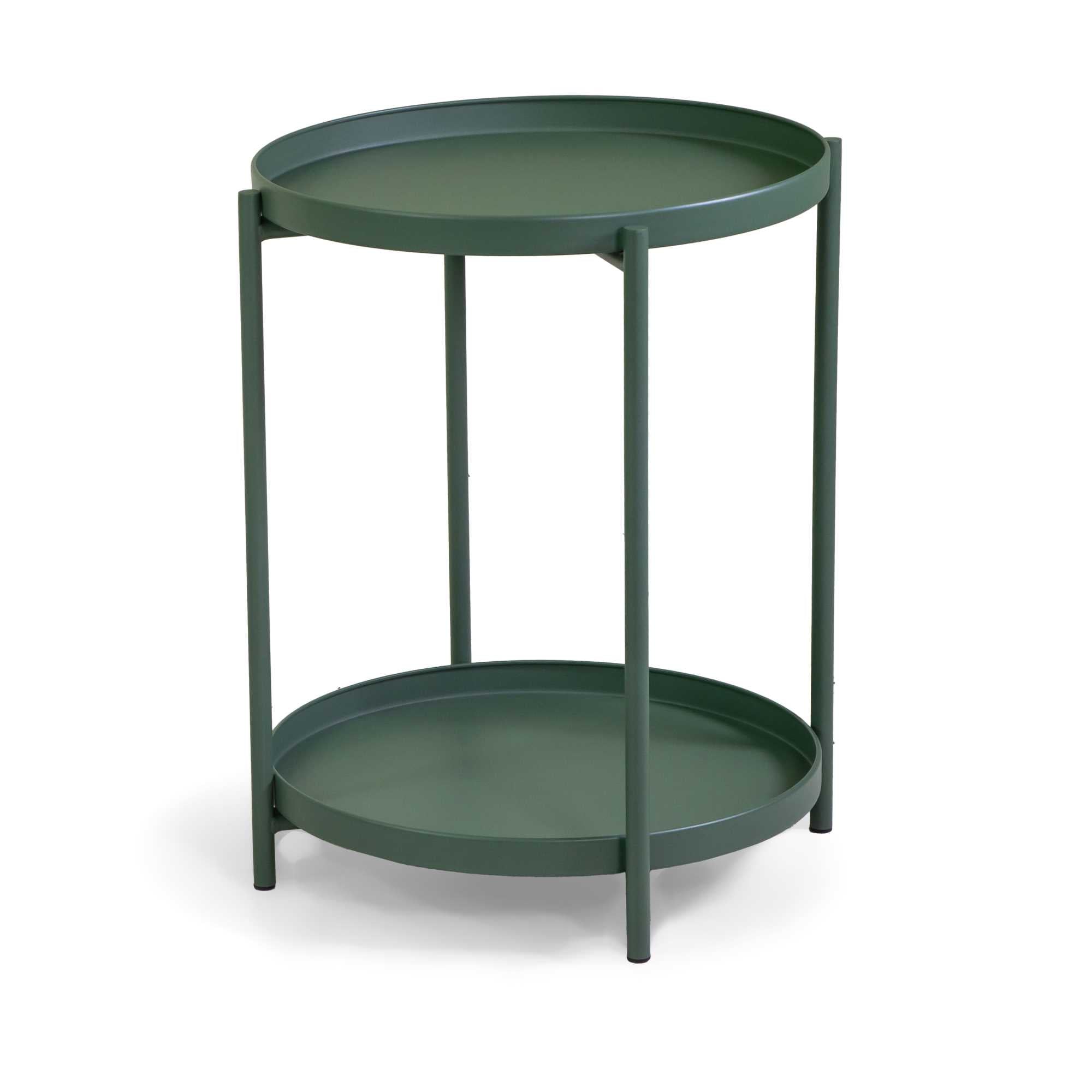 Tavolino metallo Hiro verde tondo 2 piani cmø40h50