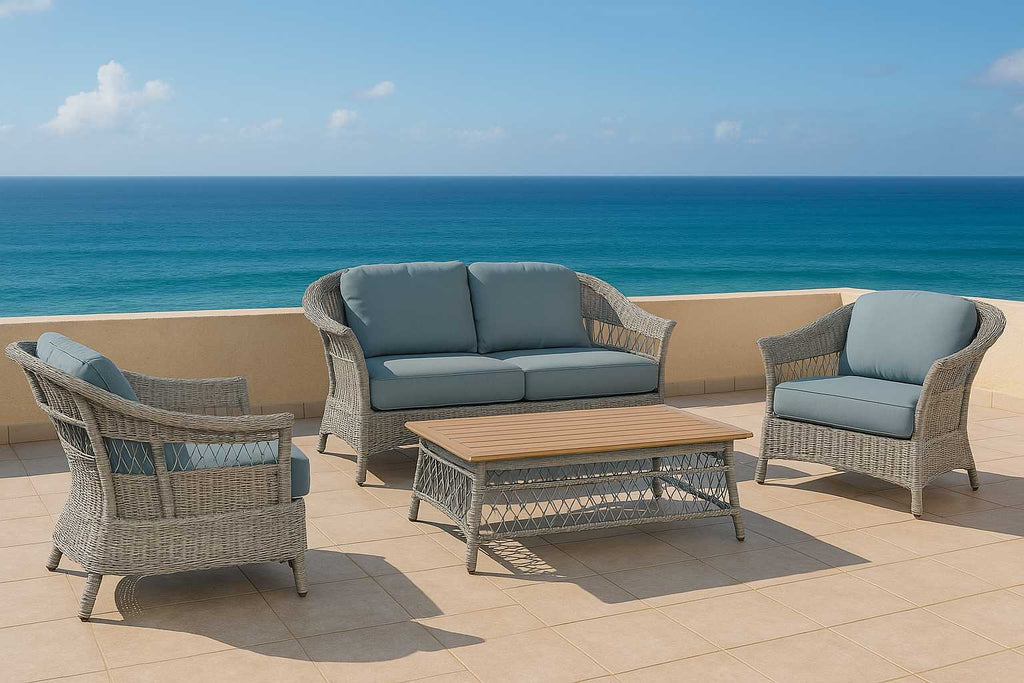 Salotto alluminio rattan Jefferson grigio 2 posti