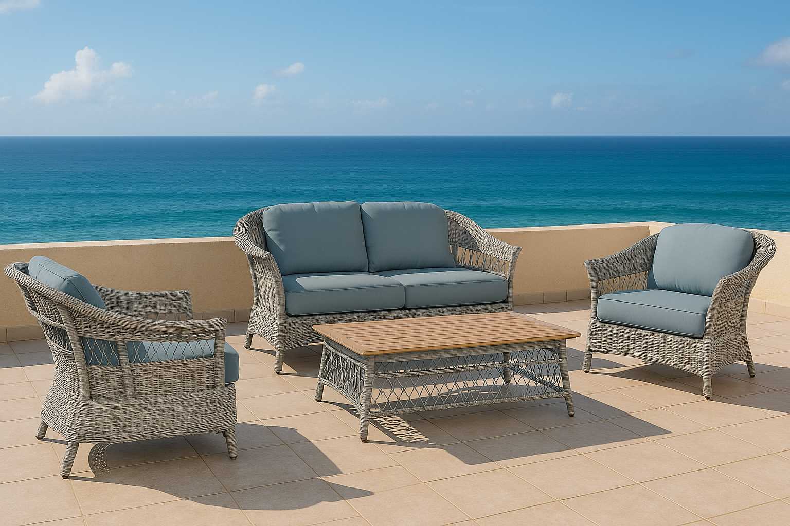 Salotto alluminio rattan Jefferson grigio 2 posti