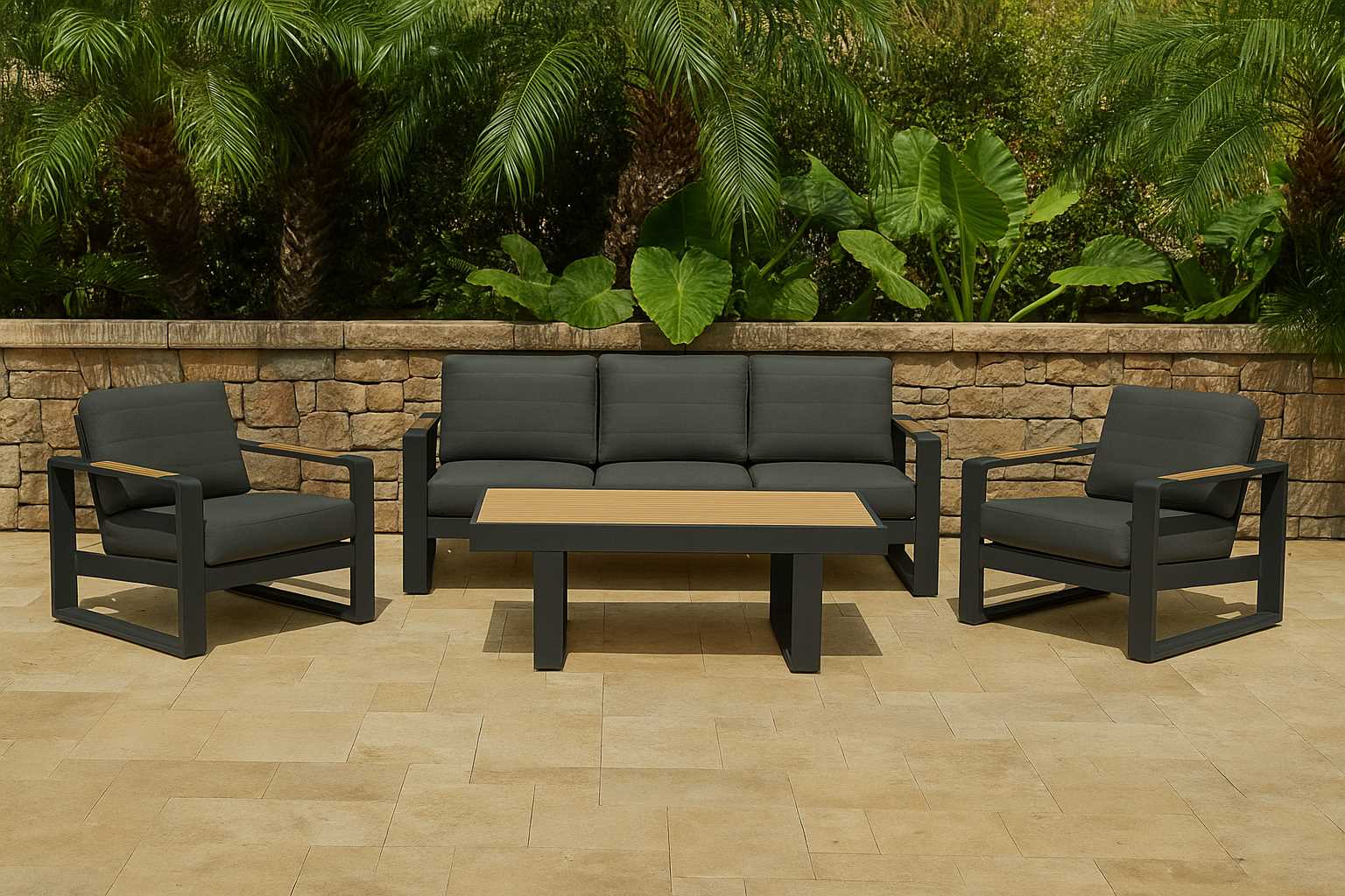 Salotto alluminio Blaine antracite 3 posti